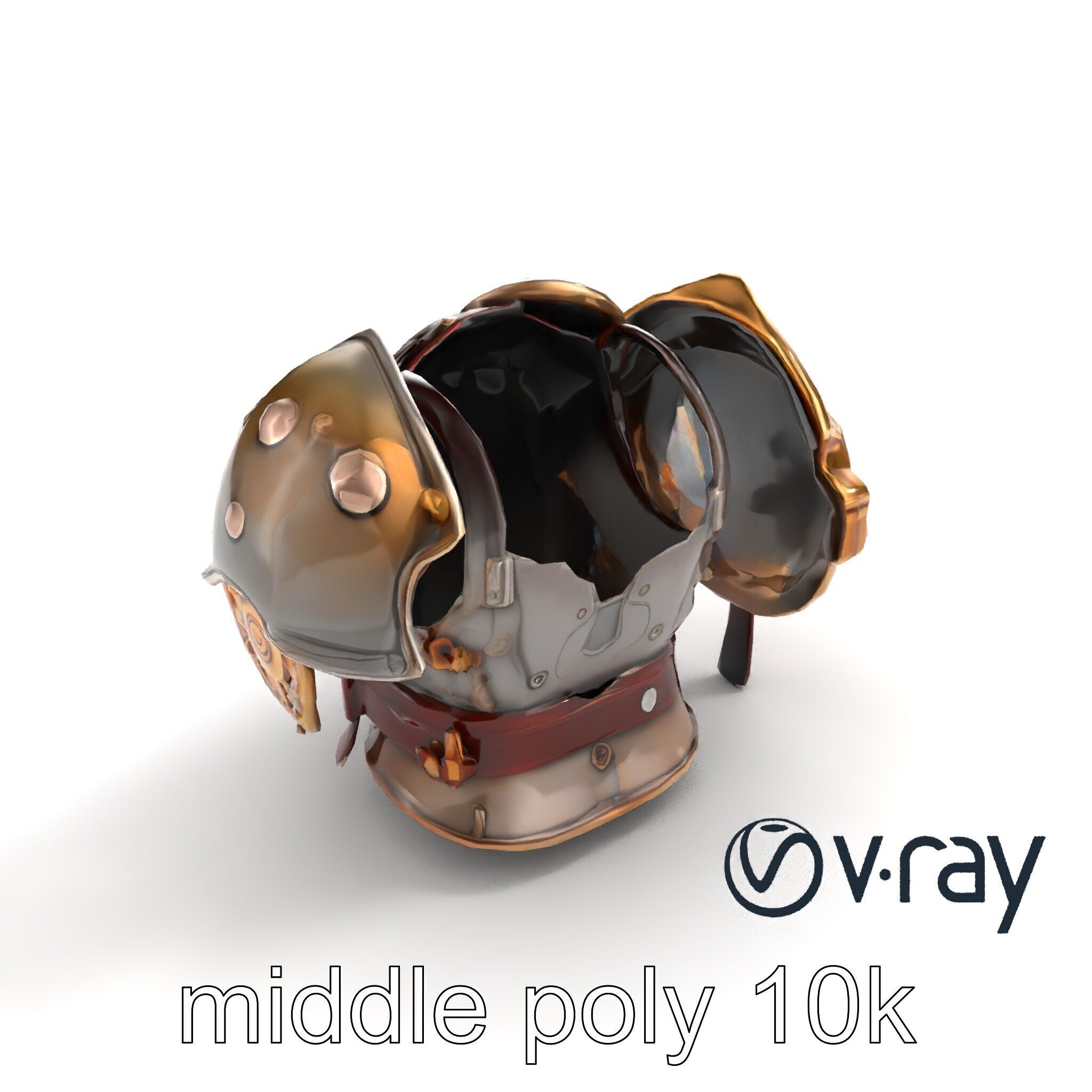 Steampunk Knight Armor Vintage Aesthetic Model Pack Low-poly 3D model_6