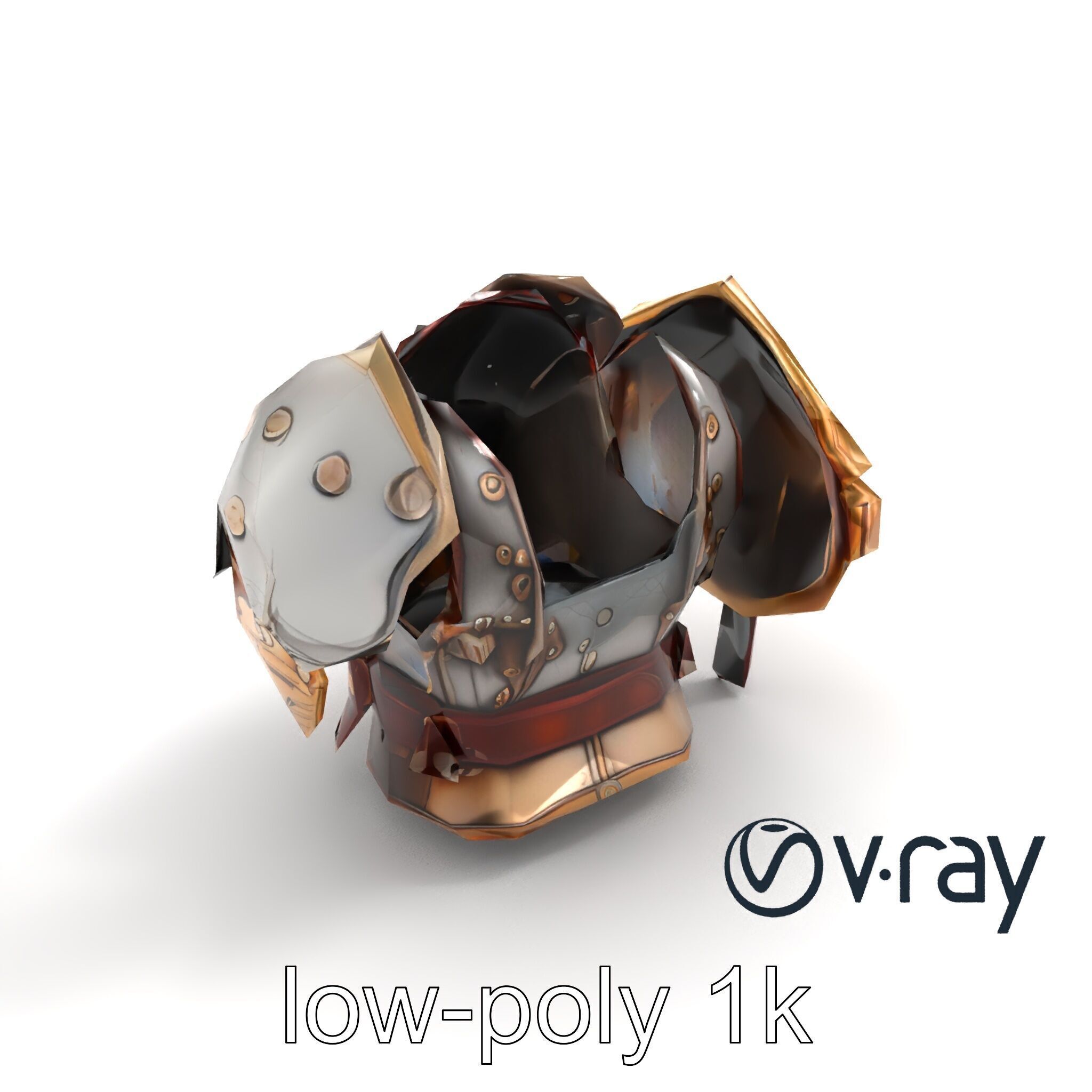 Steampunk Knight Armor Vintage Aesthetic Model Pack Low-poly 3D model_10