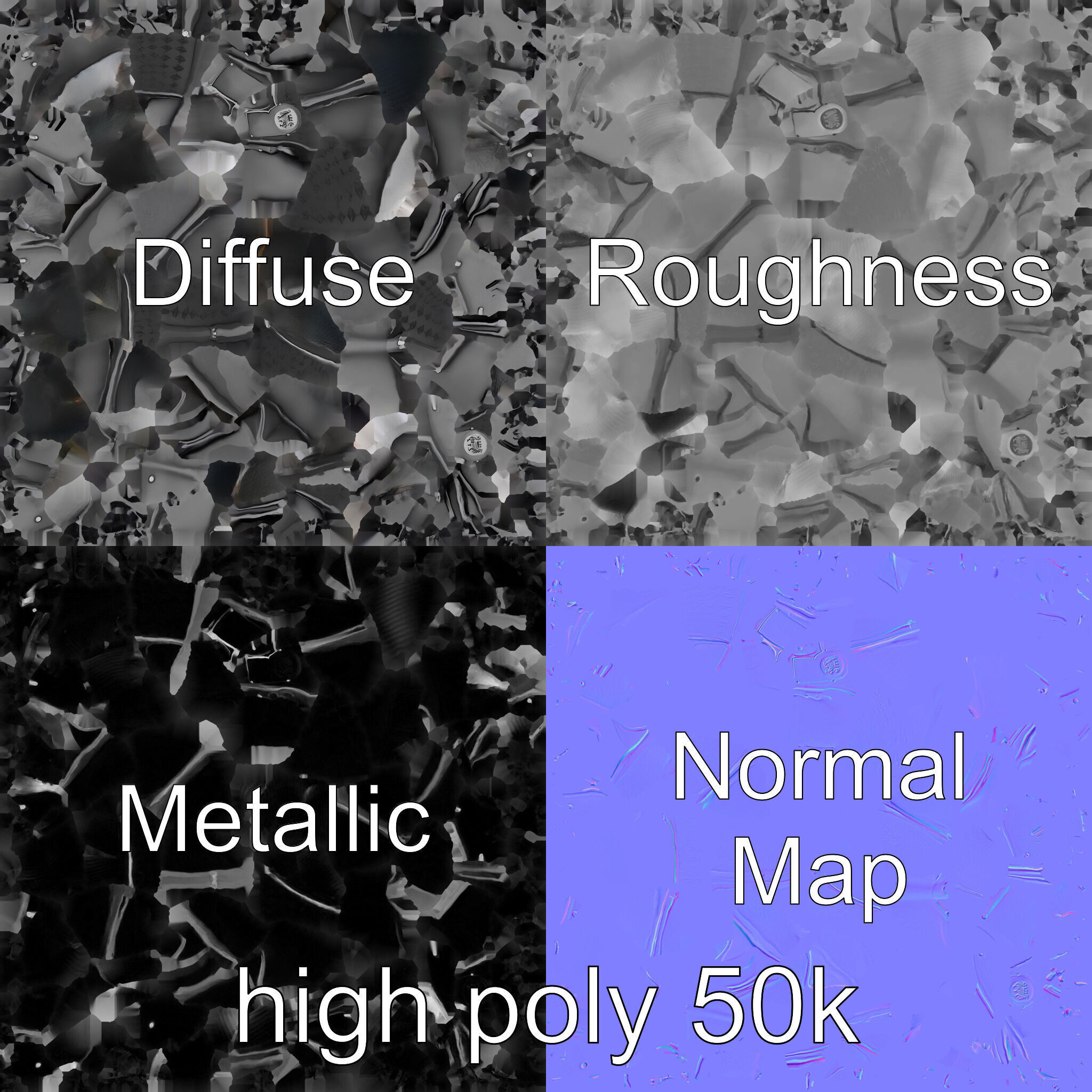 Gothic Knight Armor Matte Steel model pack Low-poly 3D model_2