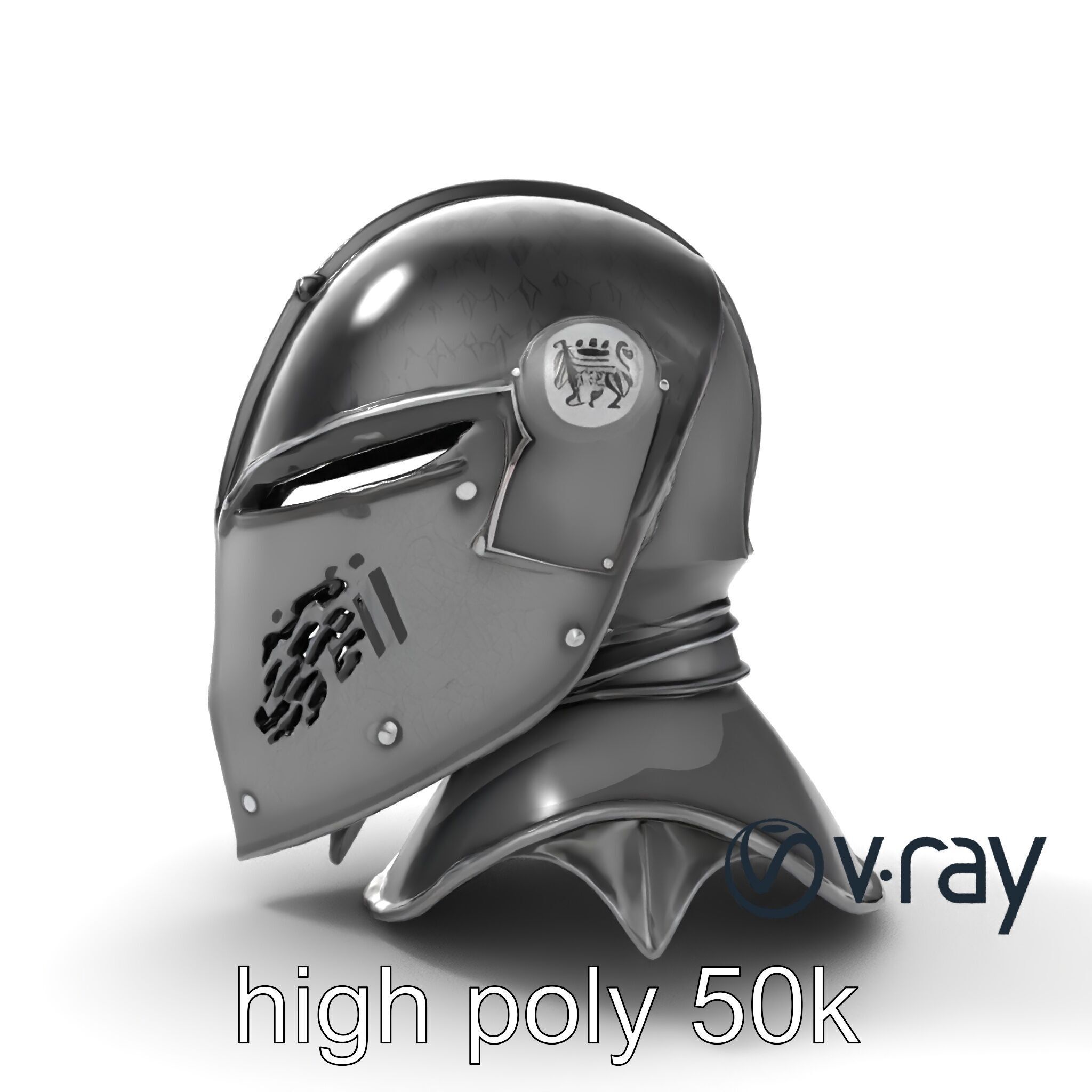 Gothic Knight Armor Matte Steel model pack Low-poly 3D model_23