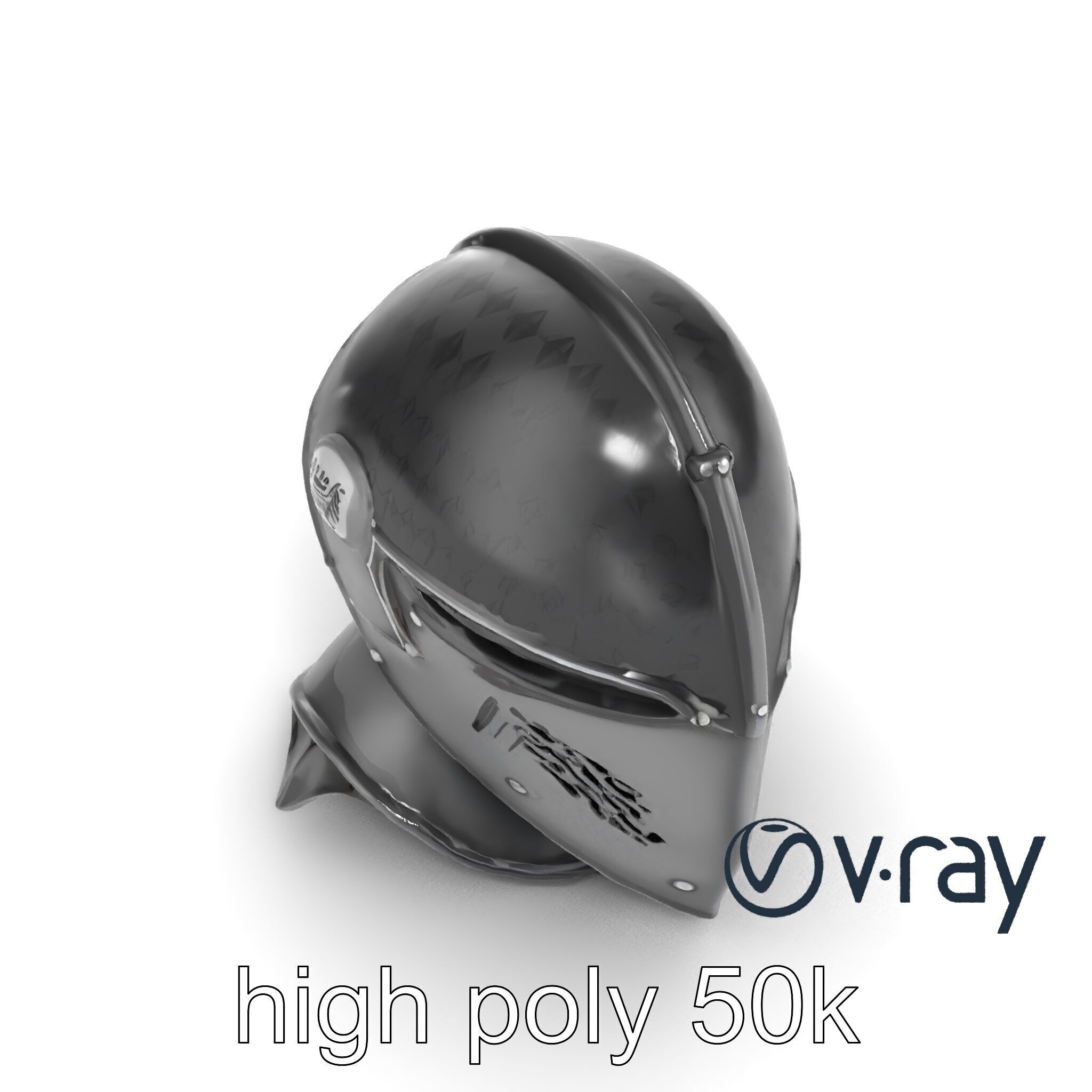 Gothic Knight Armor Matte Steel model pack Low-poly 3D model_11