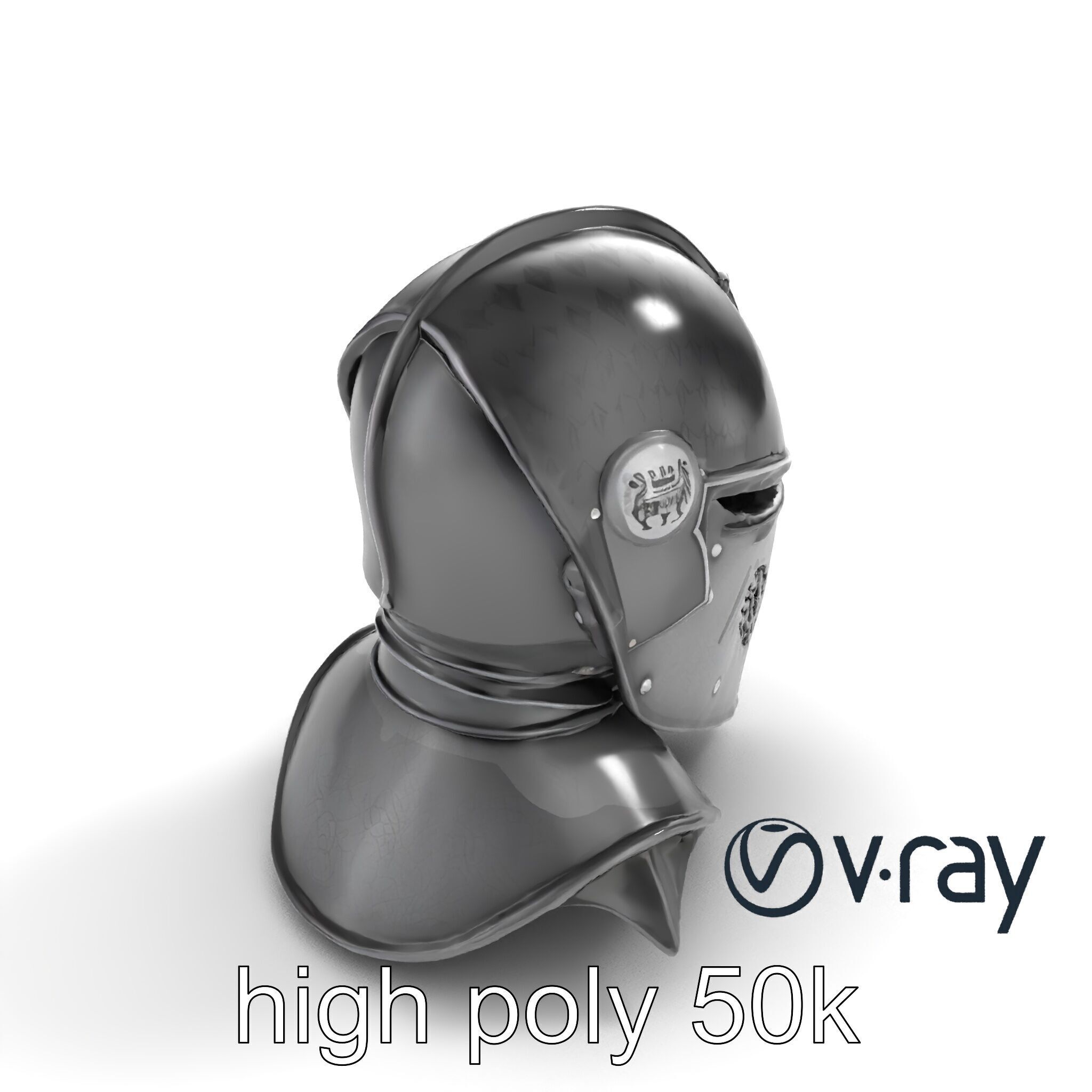 Gothic Knight Armor Matte Steel model pack Low-poly 3D model_8