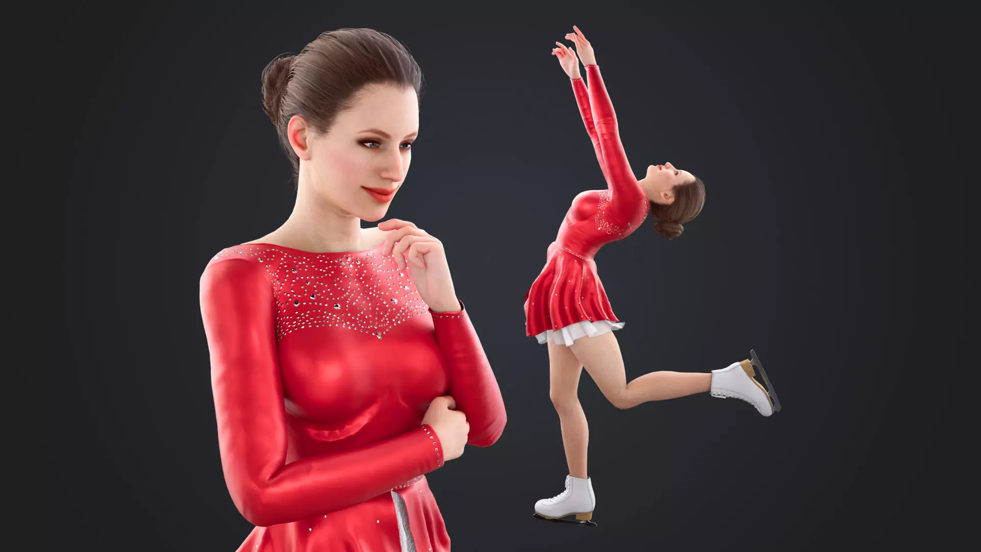 Figure Skater Low-poly 3D model_0