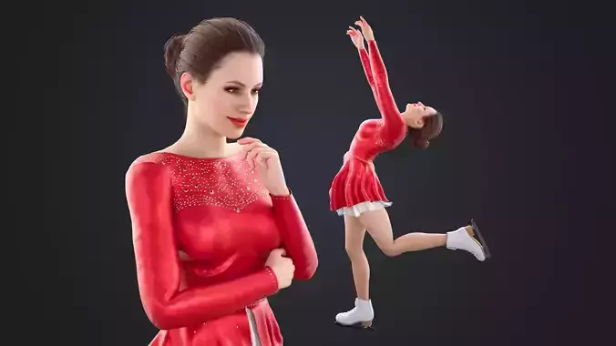 Figure Skater Low-poly 3D model