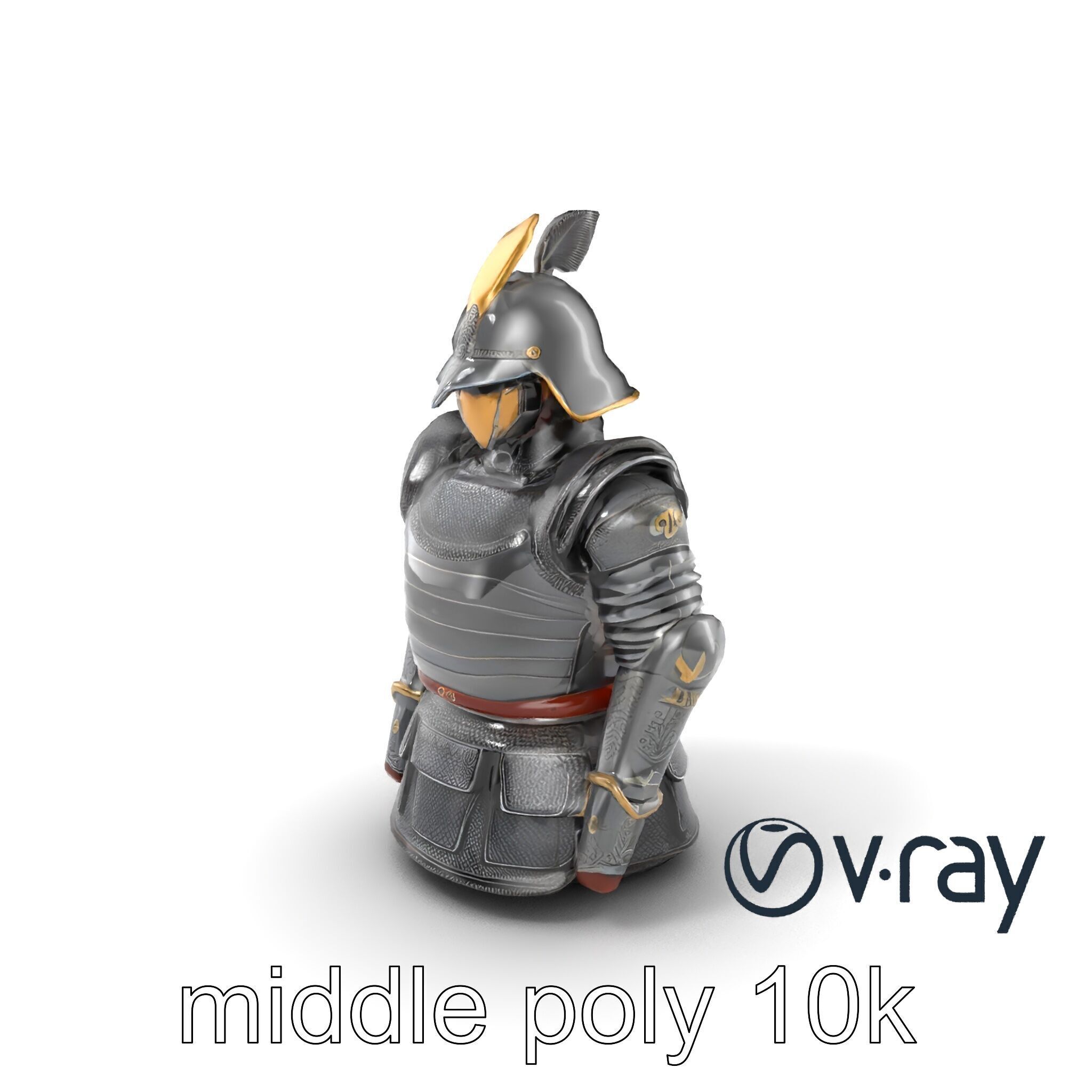 Samurai Knight Armor model pack Low-poly 3D model_3