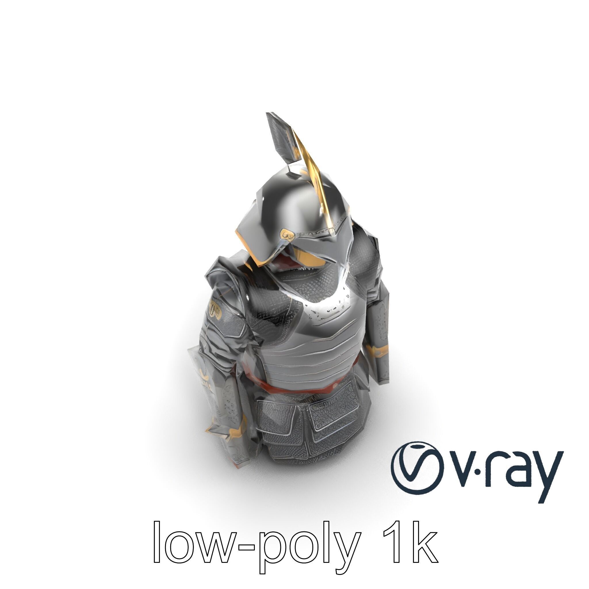 Samurai Knight Armor model pack Low-poly 3D model_15