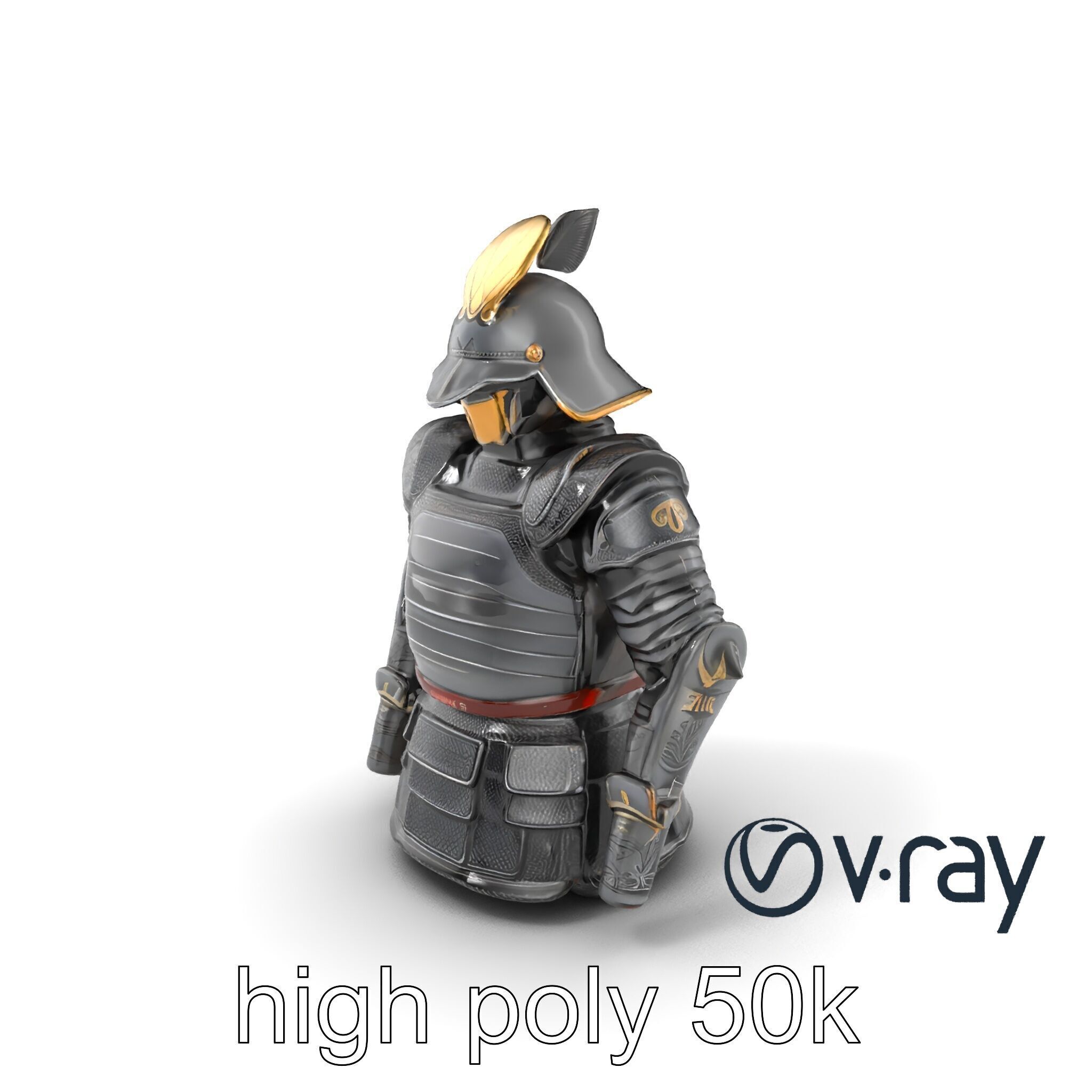 Samurai Knight Armor model pack Low-poly 3D model_5