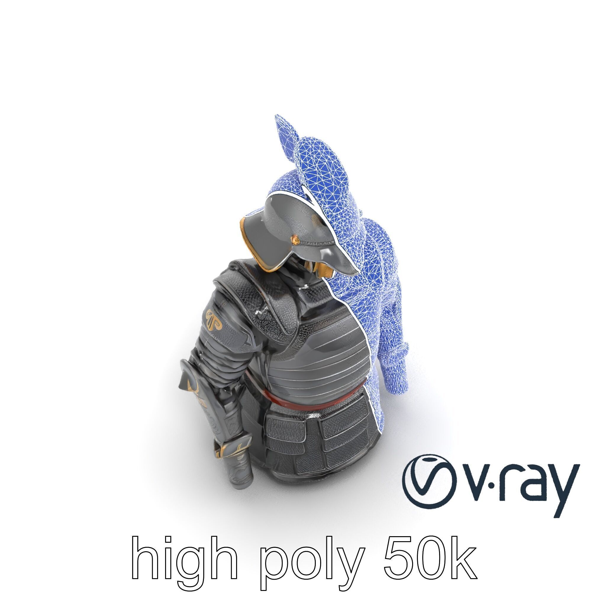 Samurai Knight Armor model pack Low-poly 3D model_30