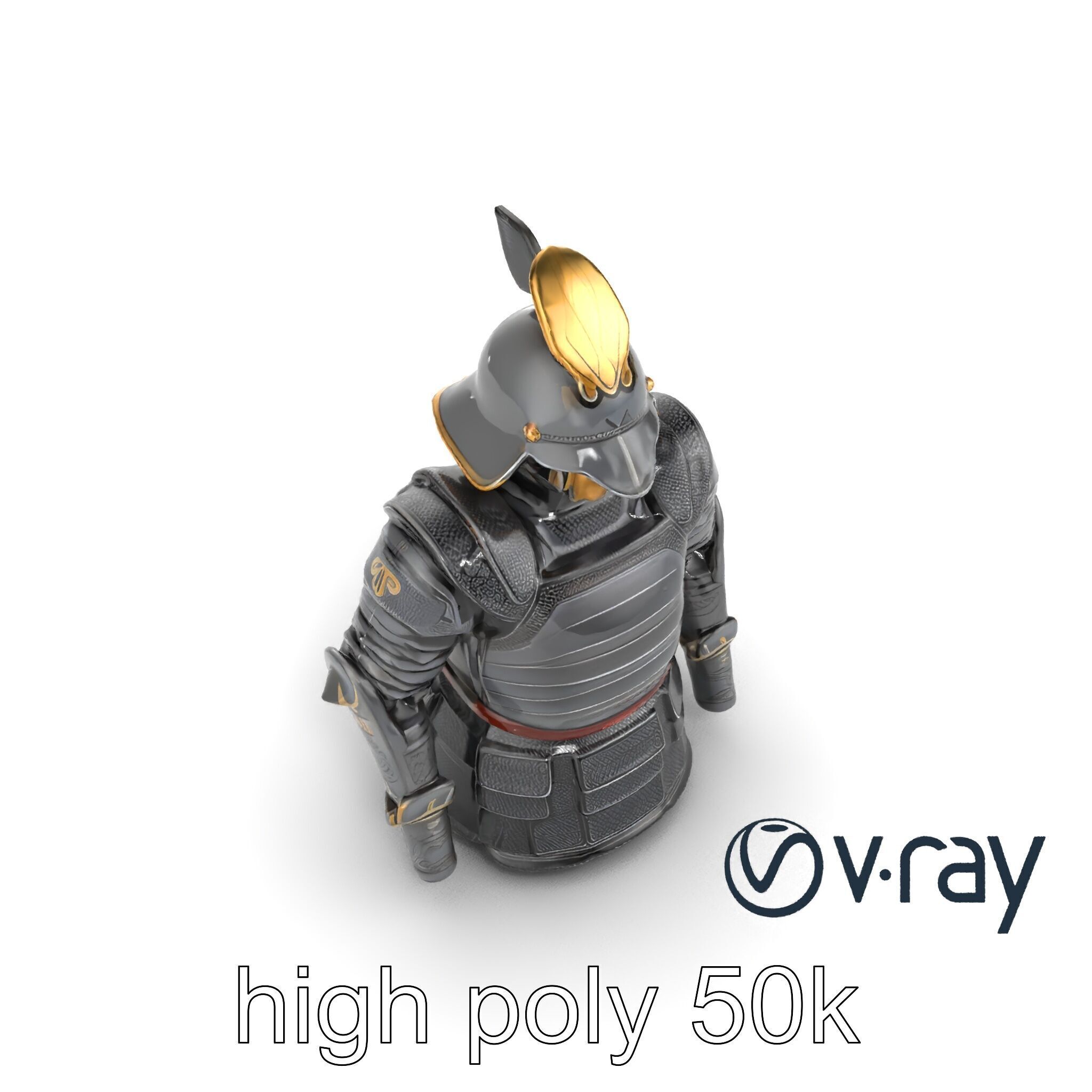 Samurai Knight Armor model pack Low-poly 3D model_11