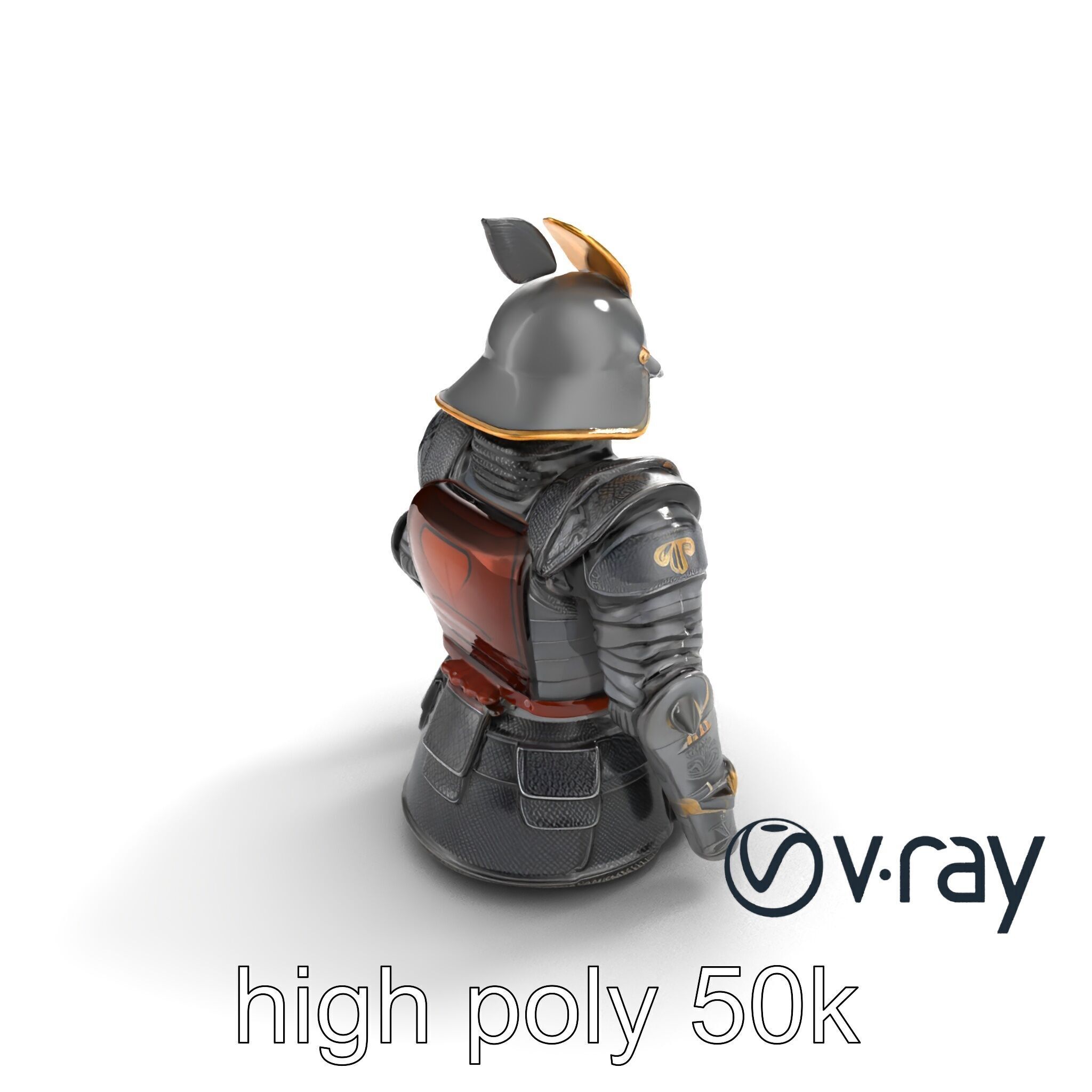 Samurai Knight Armor model pack Low-poly 3D model_8