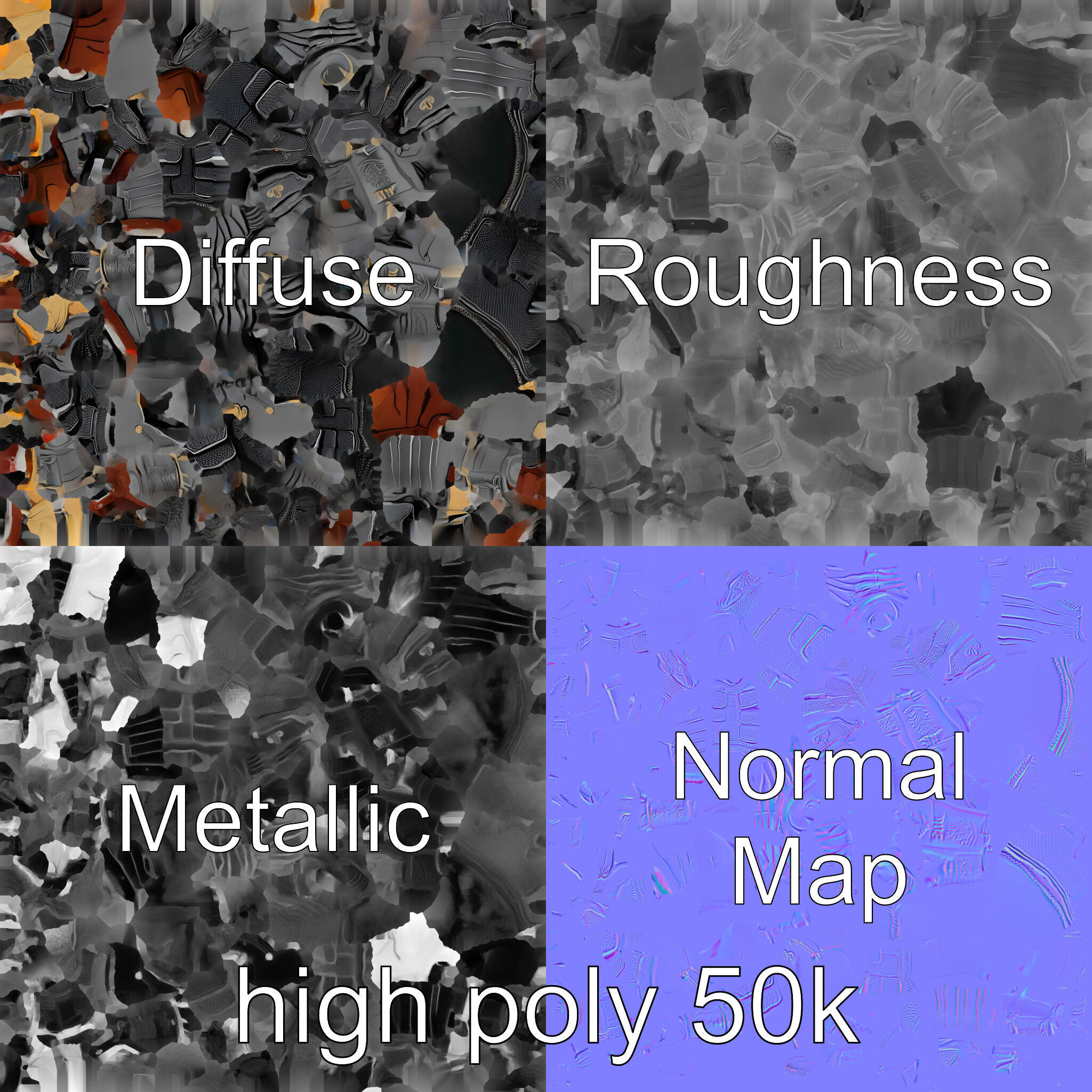 Samurai Knight Armor model pack Low-poly 3D model_2