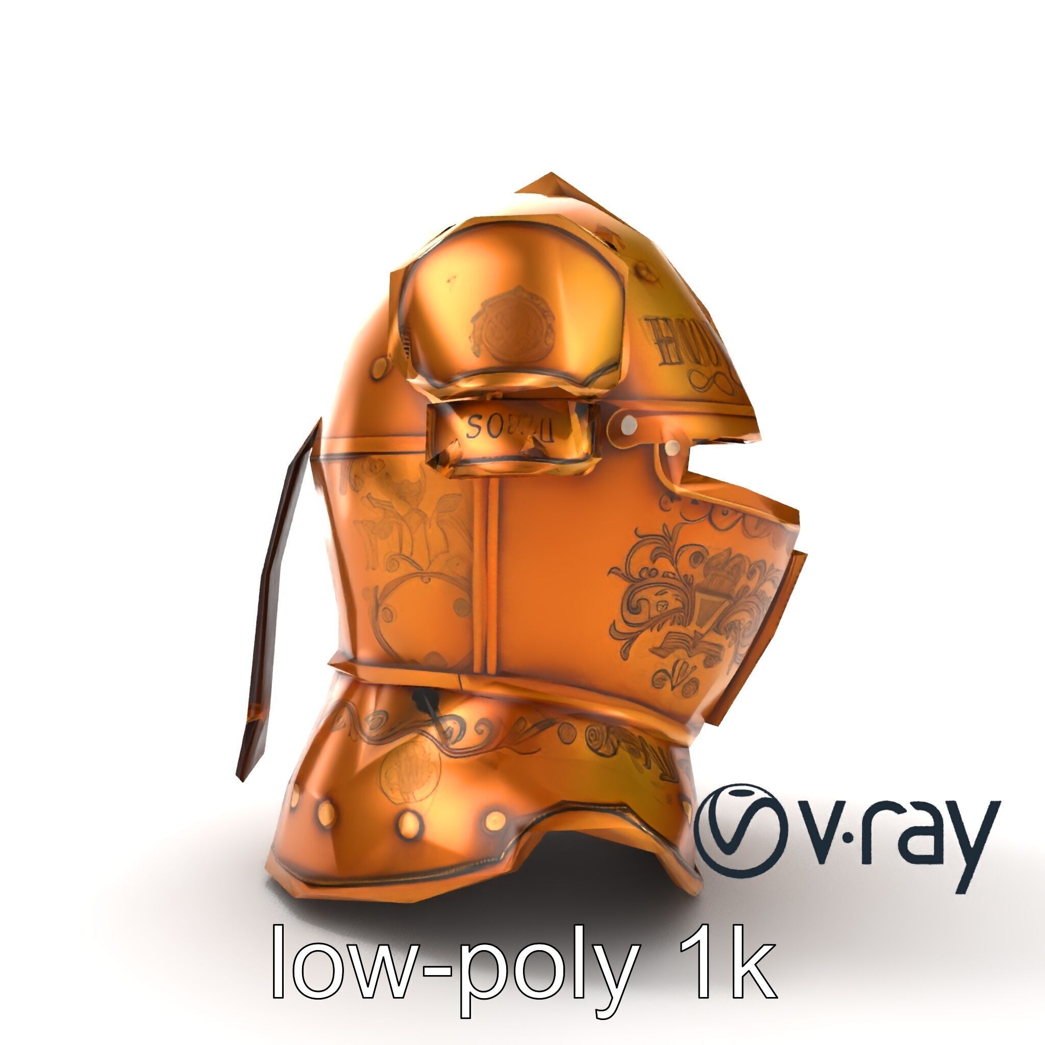 Royal Knight Armor Gold Engravings model pack Low-poly 3D model_27