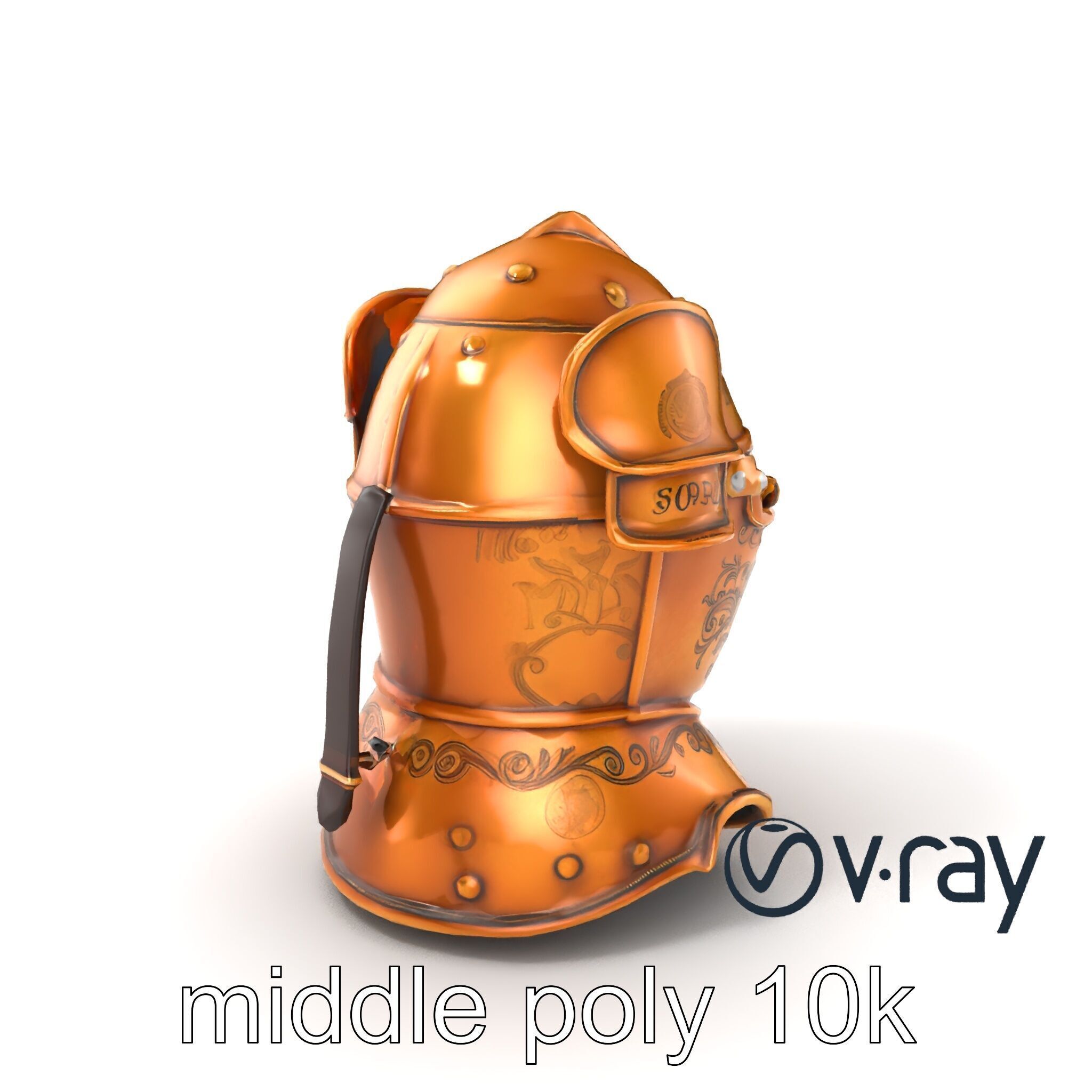 Royal Knight Armor Gold Engravings model pack Low-poly 3D model_3