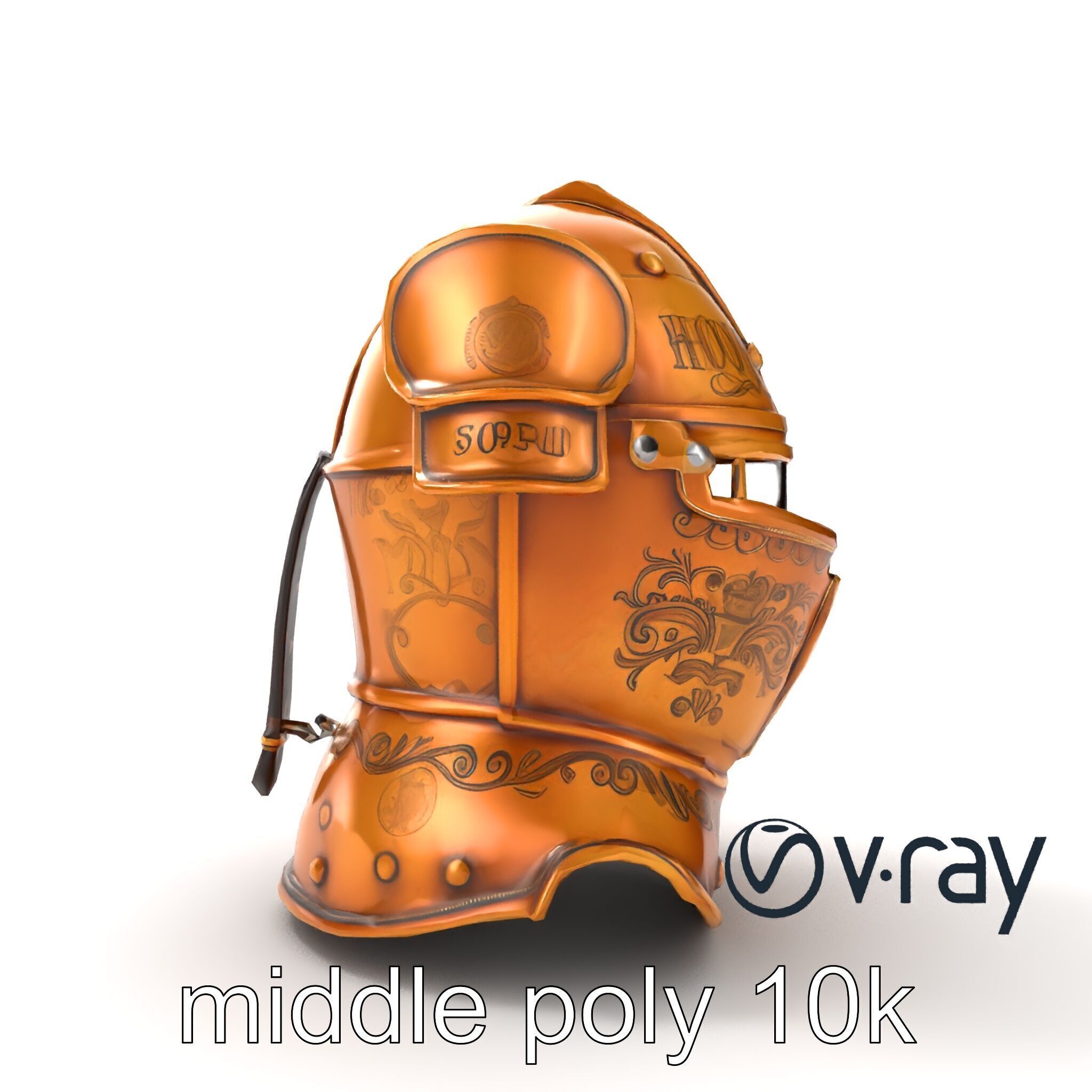 Royal Knight Armor Gold Engravings model pack Low-poly 3D model_17