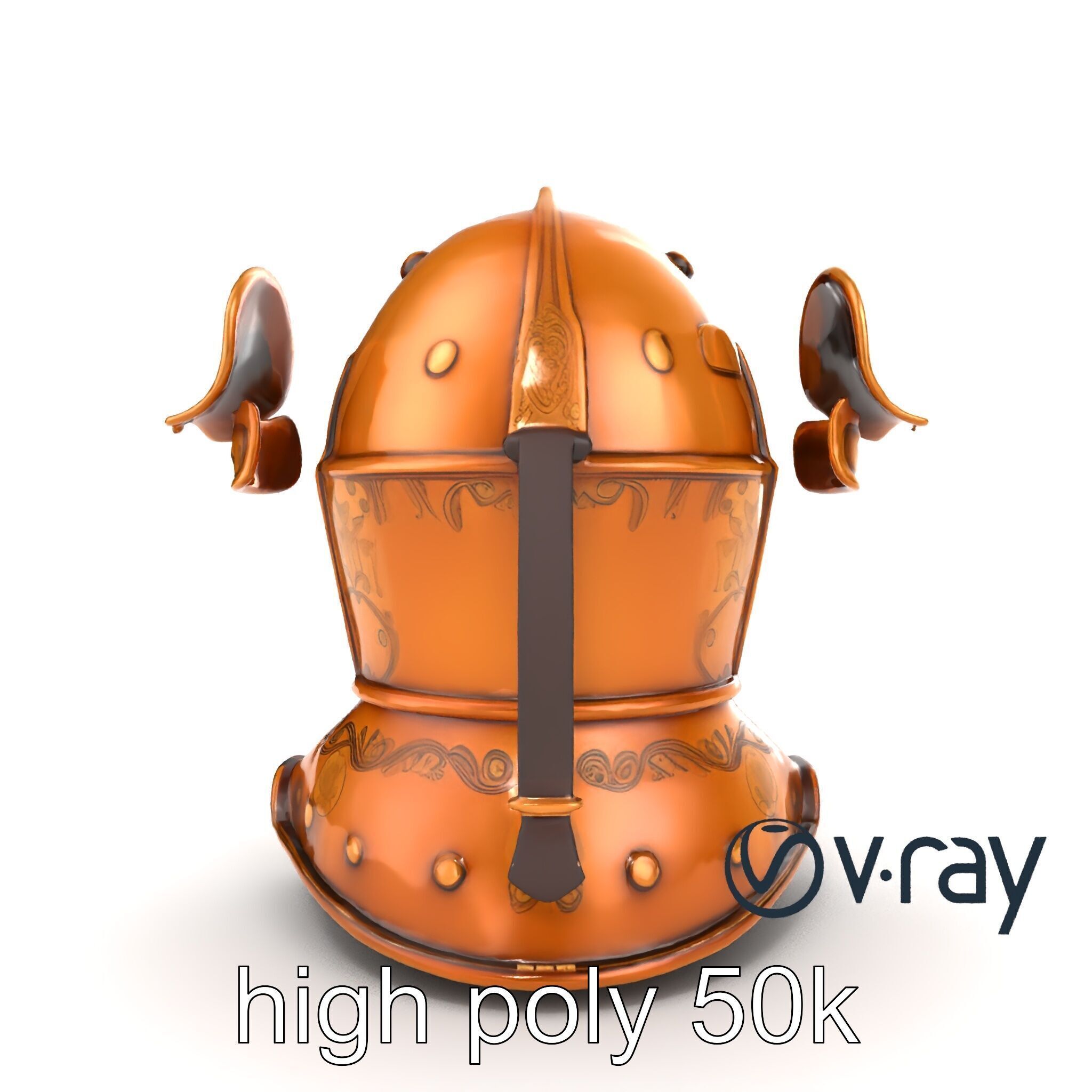 Royal Knight Armor Gold Engravings model pack Low-poly 3D model_22