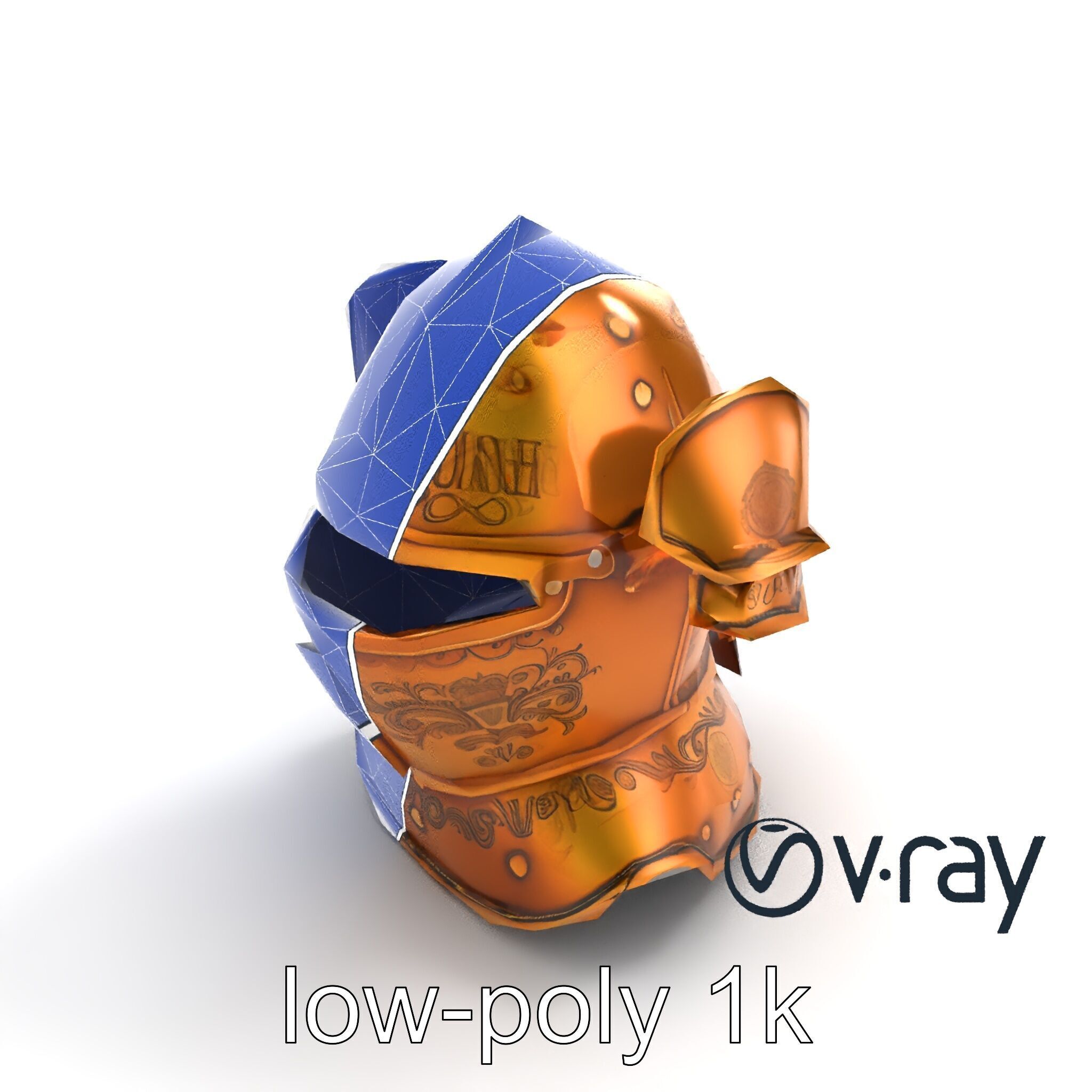 Royal Knight Armor Gold Engravings model pack Low-poly 3D model_23