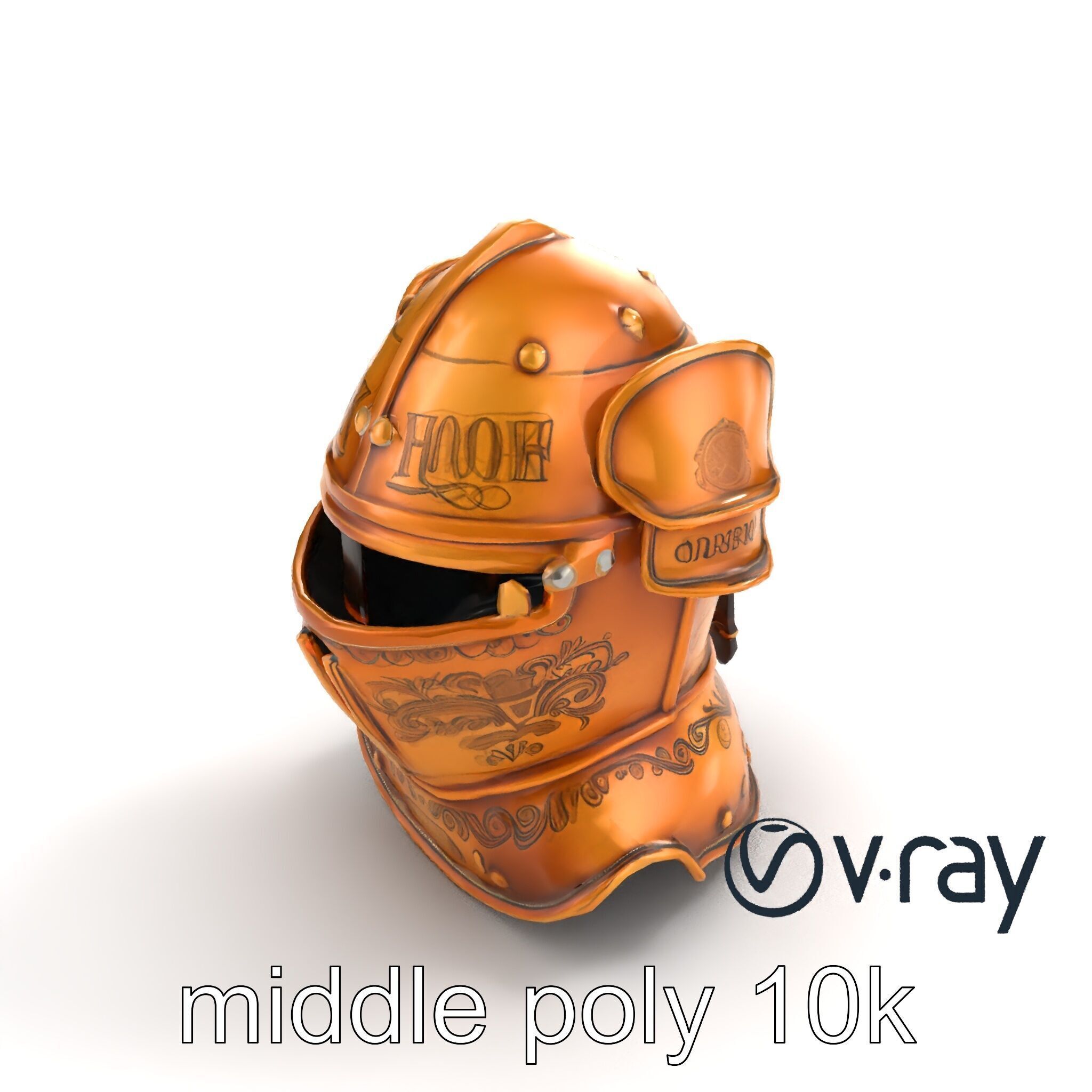 Royal Knight Armor Gold Engravings model pack Low-poly 3D model_9