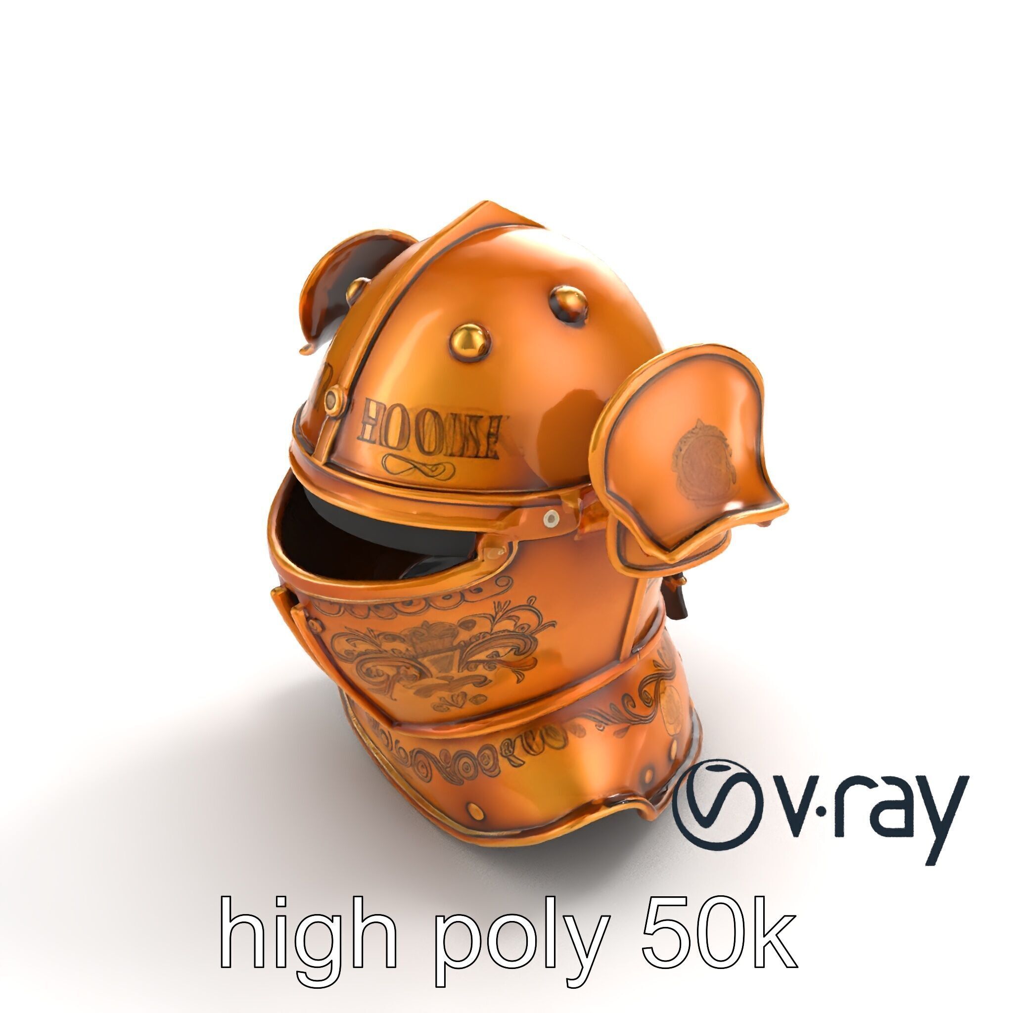 Royal Knight Armor Gold Engravings model pack Low-poly 3D model_11