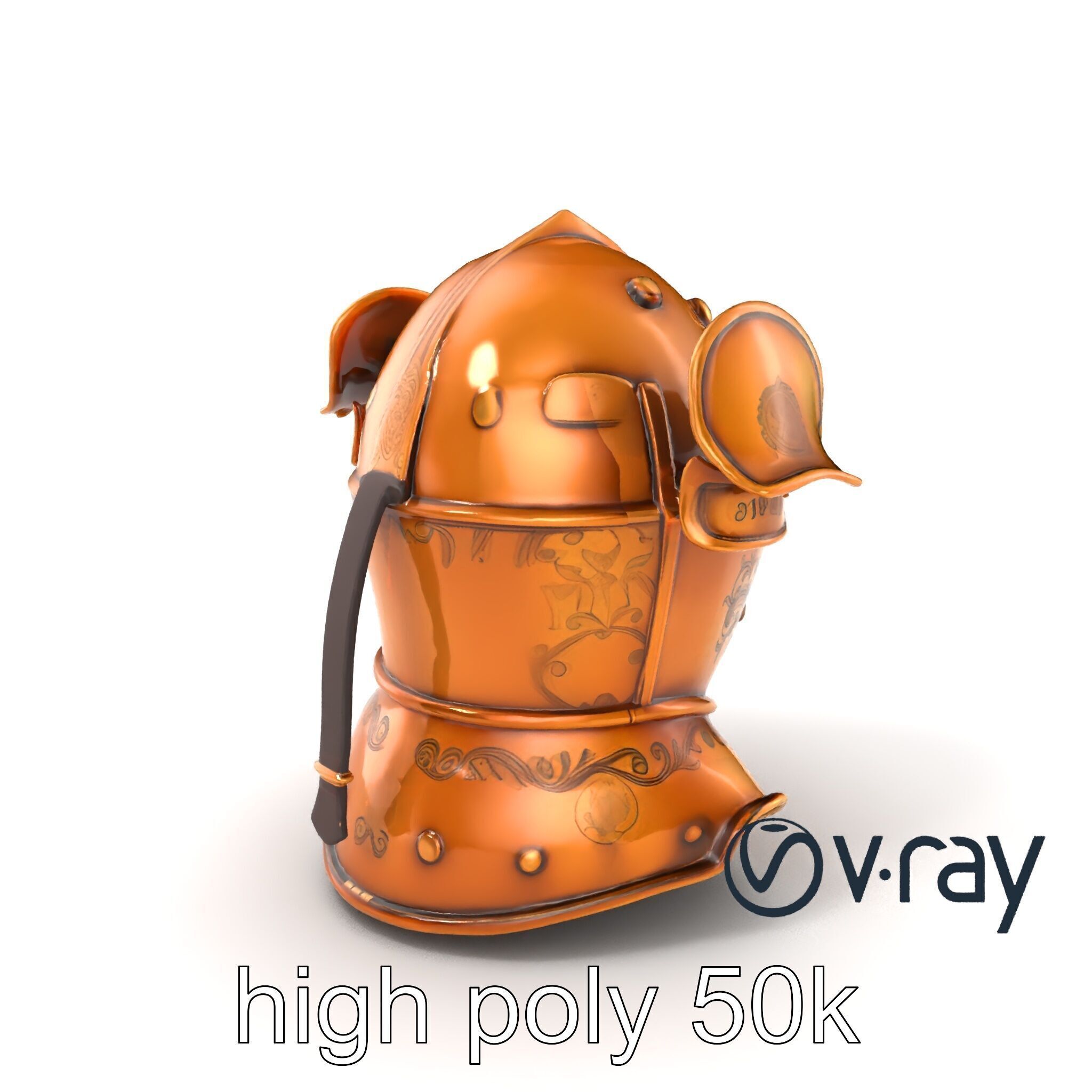 Royal Knight Armor Gold Engravings model pack Low-poly 3D model_5