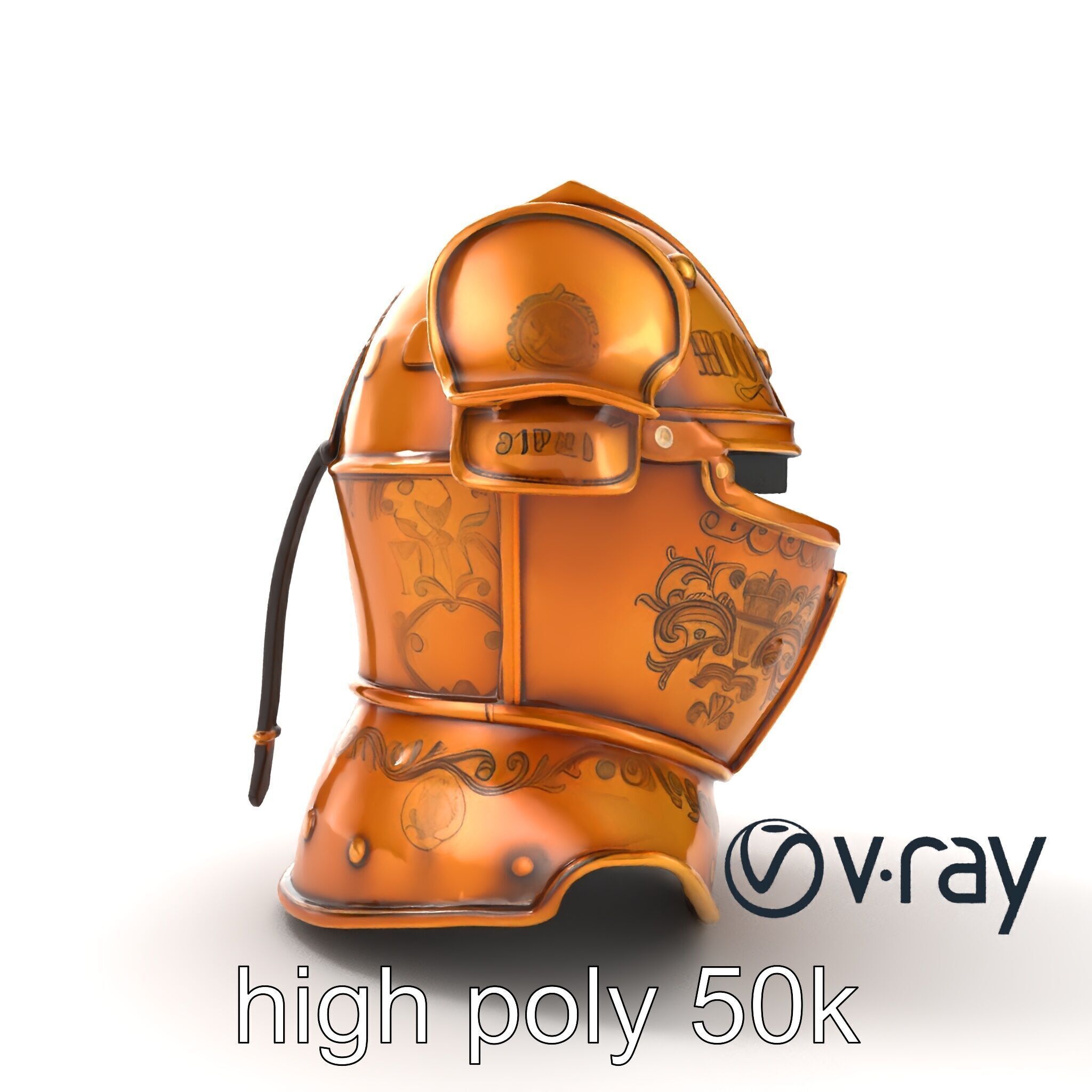 Royal Knight Armor Gold Engravings model pack Low-poly 3D model_18