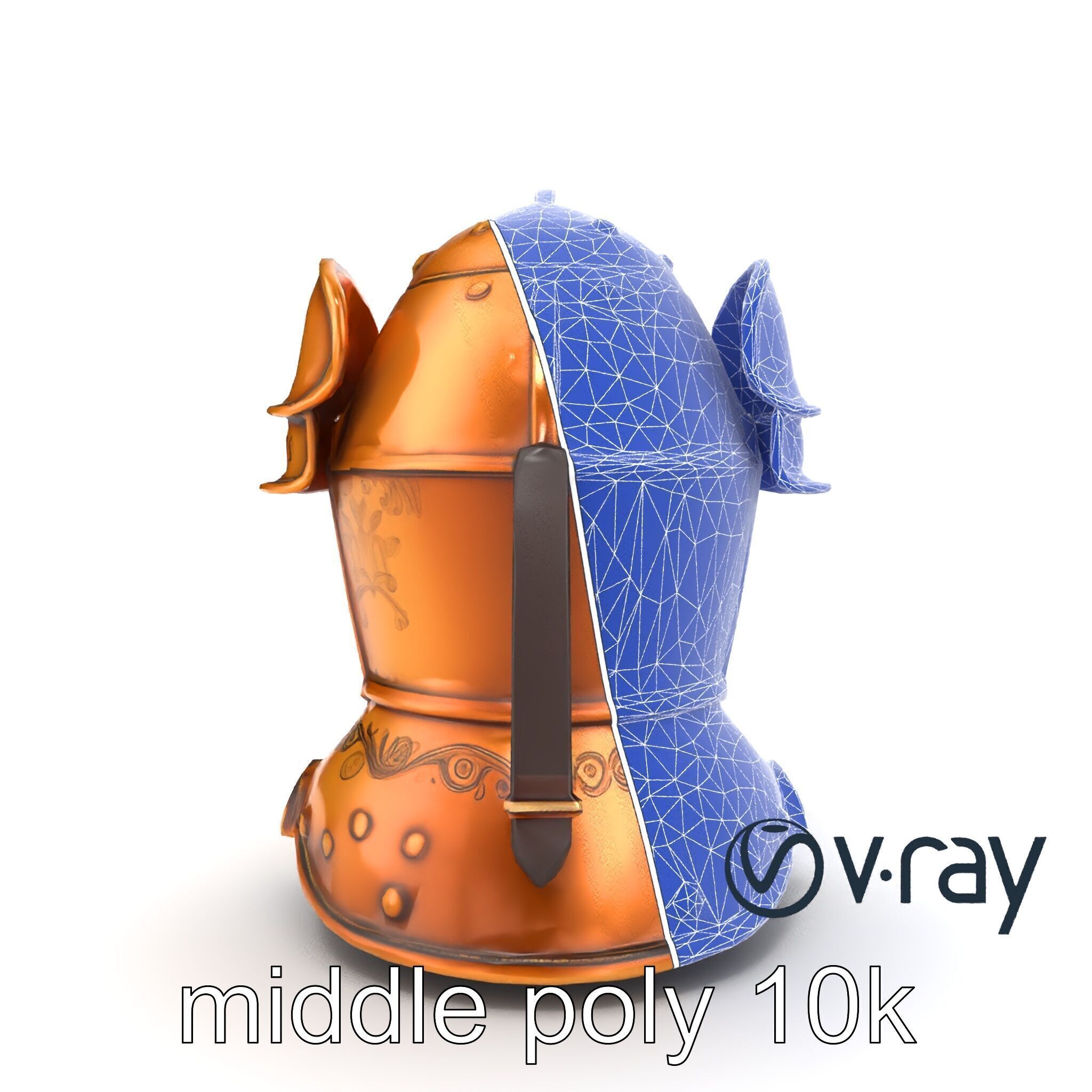 Royal Knight Armor Gold Engravings model pack Low-poly 3D model_20