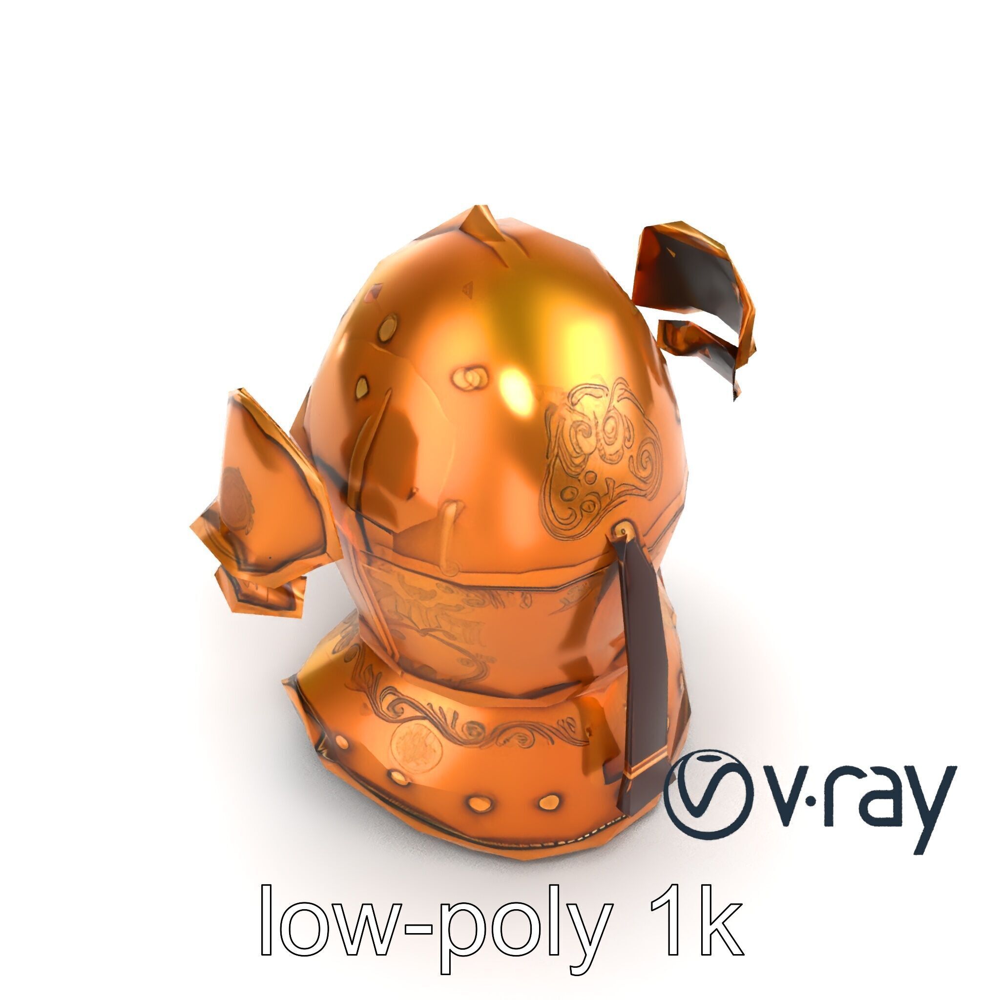 Royal Knight Armor Gold Engravings model pack Low-poly 3D model_26
