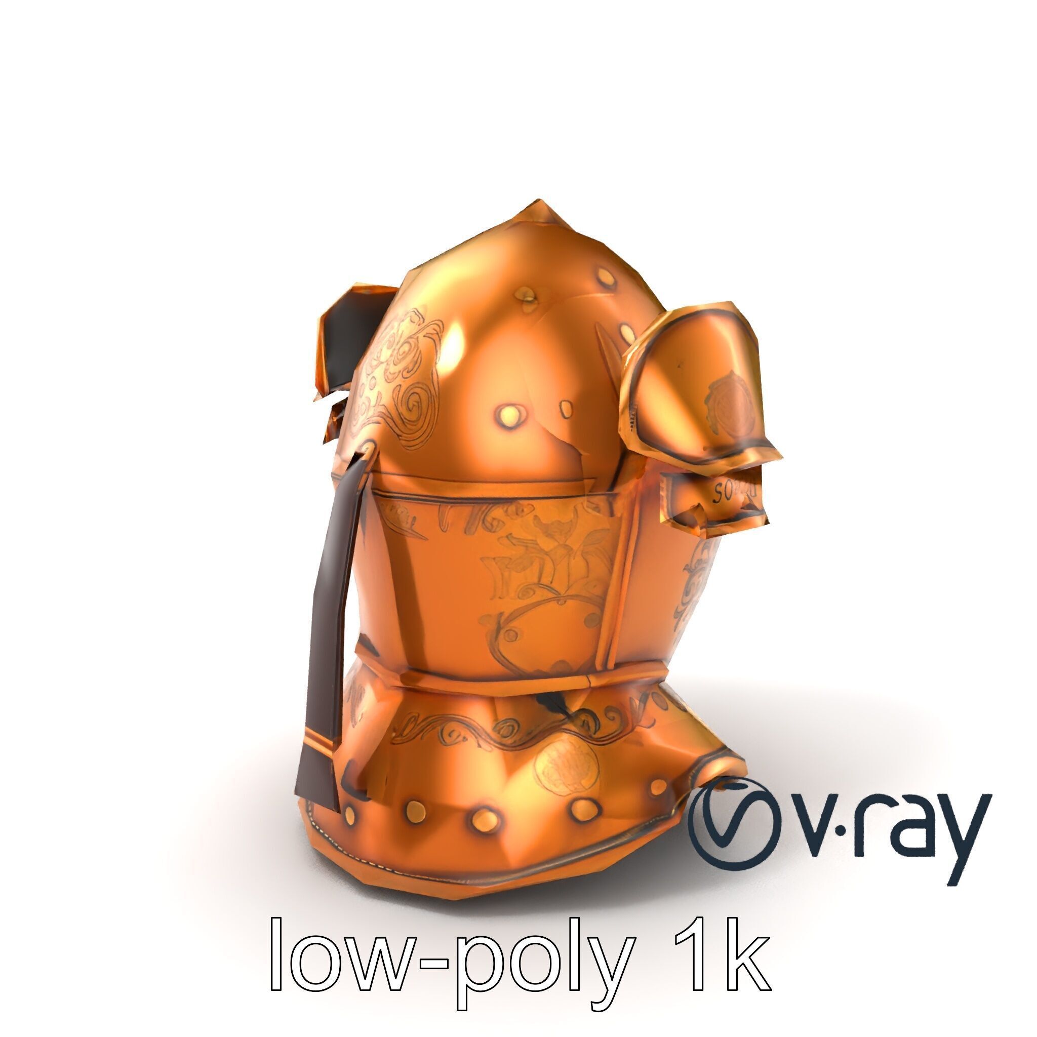 Royal Knight Armor Gold Engravings model pack Low-poly 3D model_2