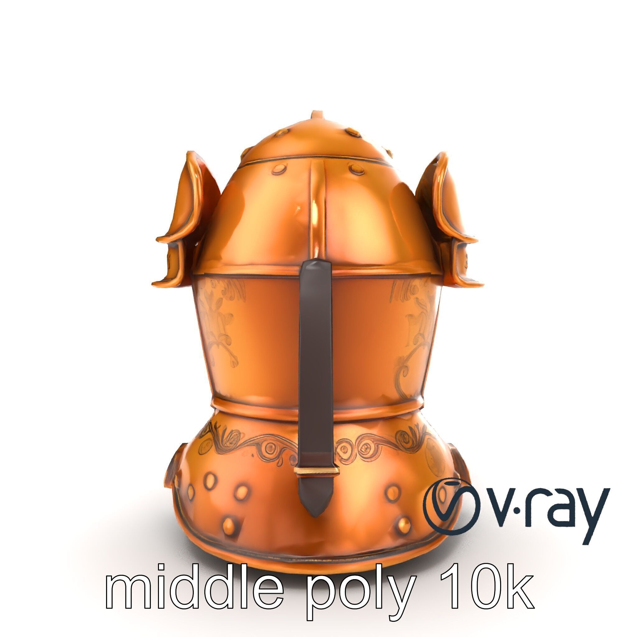 Royal Knight Armor Gold Engravings model pack Low-poly 3D model_12