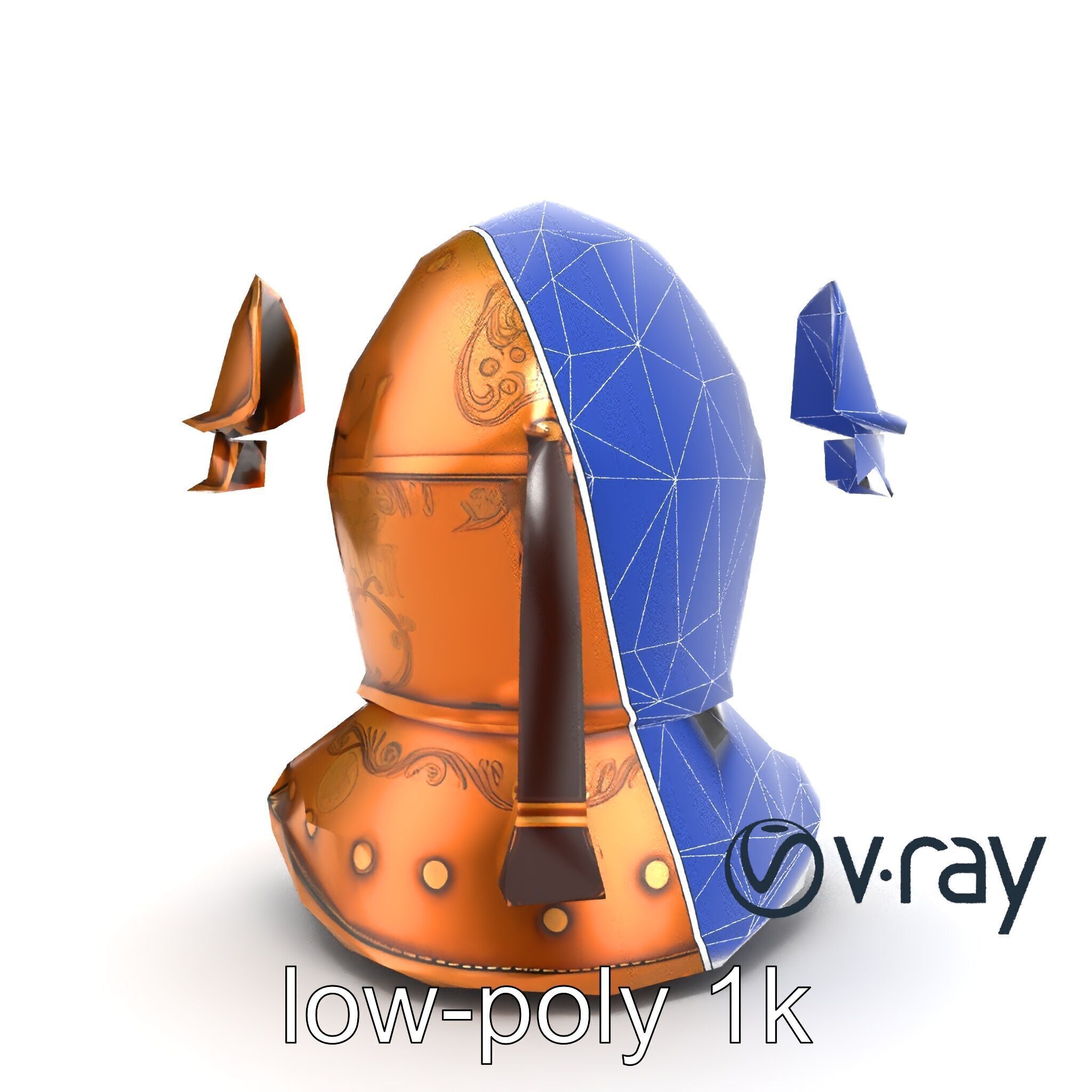 Royal Knight Armor Gold Engravings model pack Low-poly 3D model_30