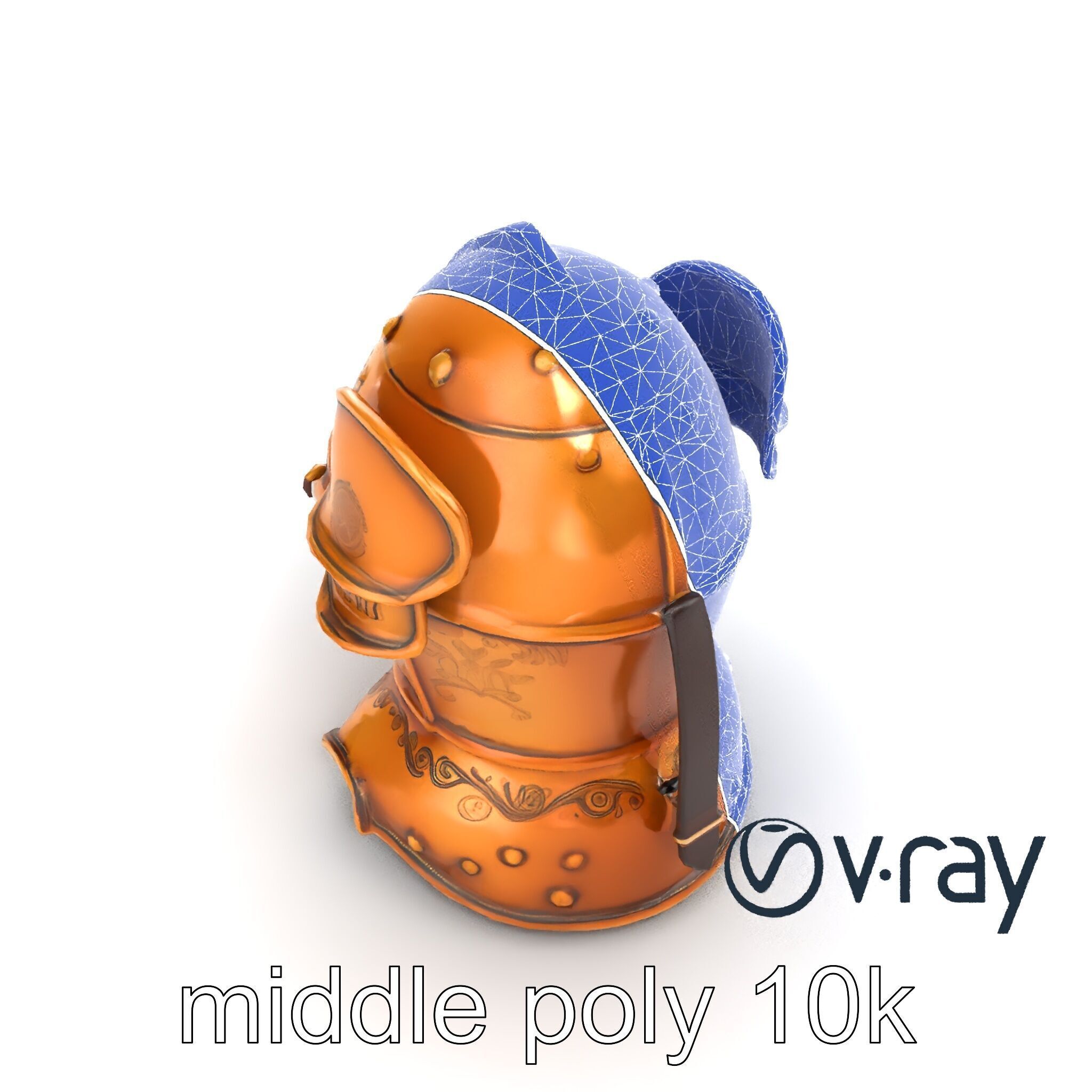 Royal Knight Armor Gold Engravings model pack Low-poly 3D model_21