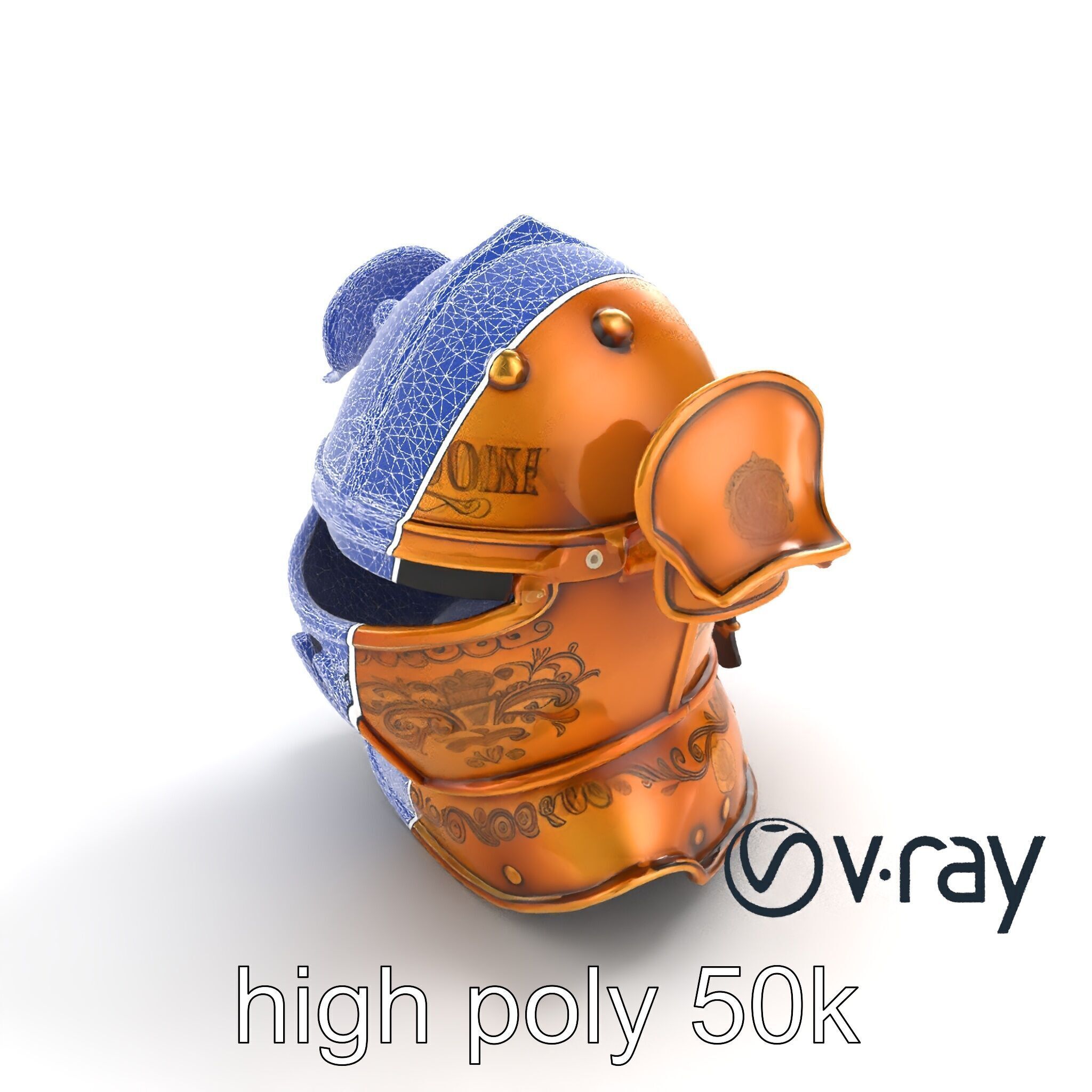 Royal Knight Armor Gold Engravings model pack Low-poly 3D model_14