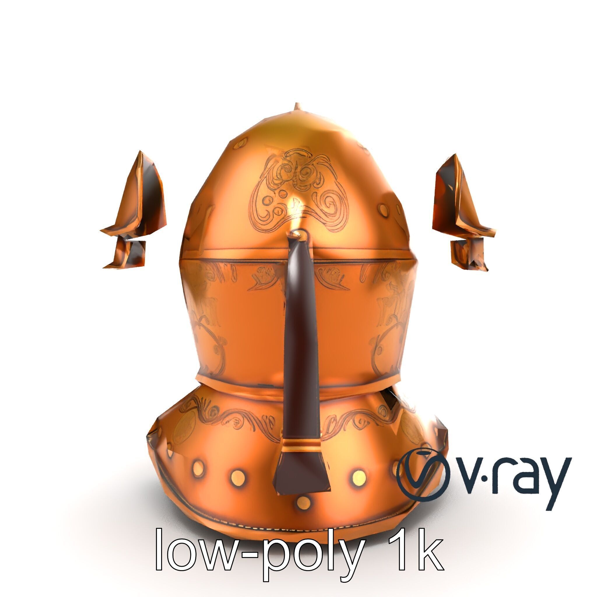 Royal Knight Armor Gold Engravings model pack Low-poly 3D model_13