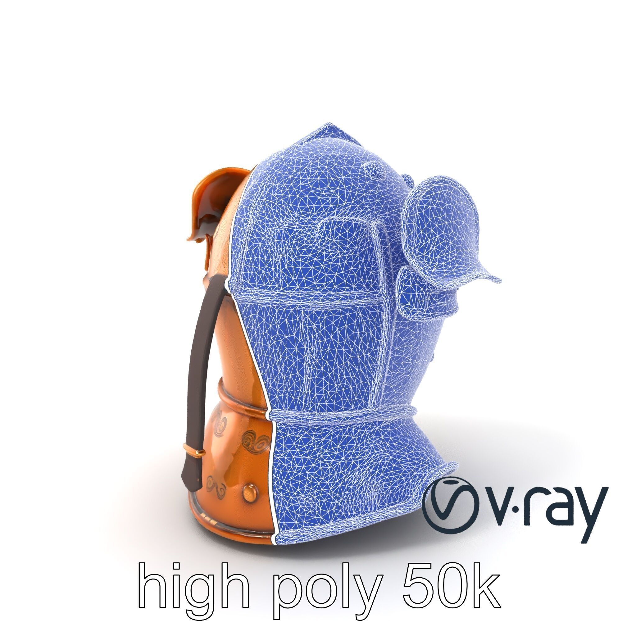 Royal Knight Armor Gold Engravings model pack Low-poly 3D model_8