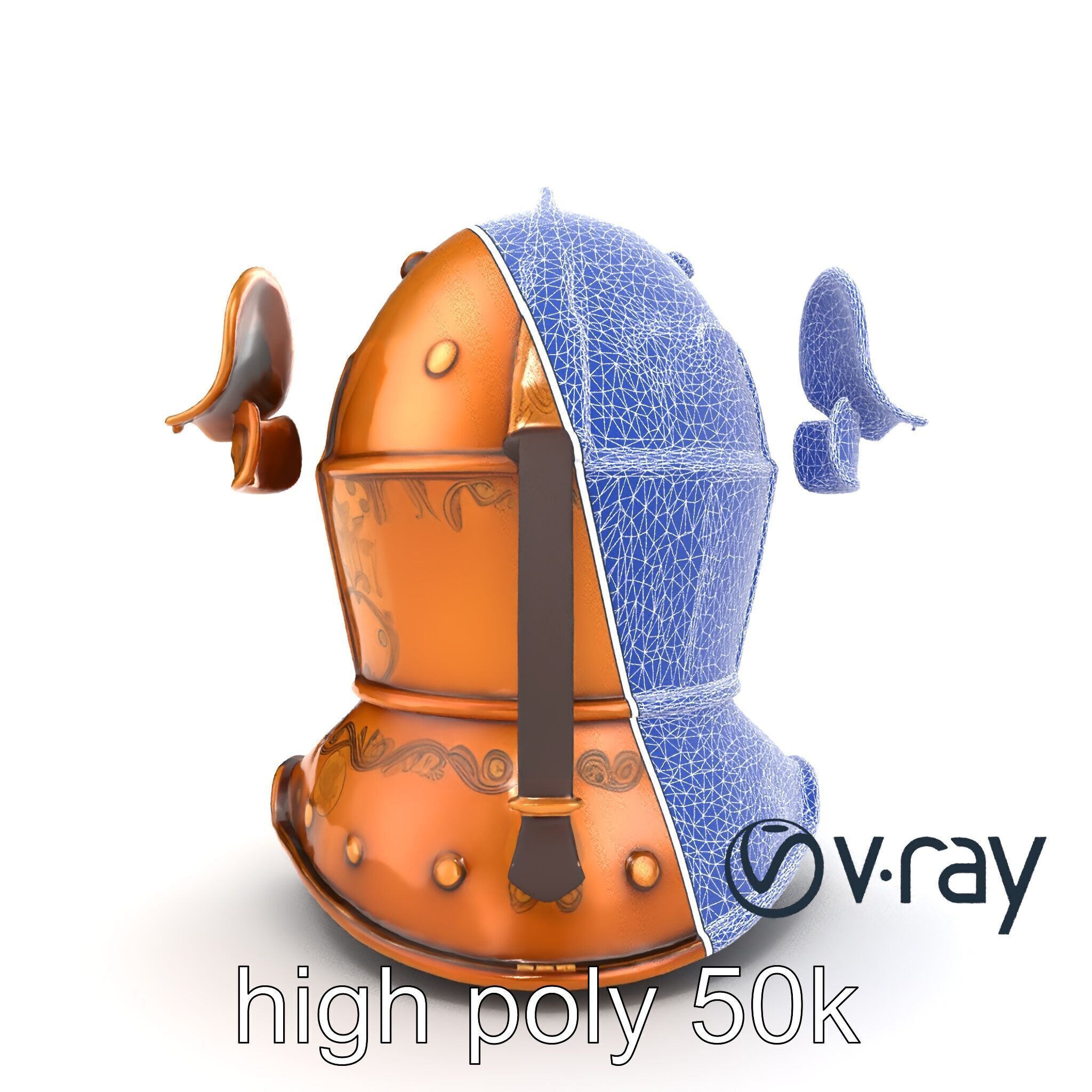 Royal Knight Armor Gold Engravings model pack Low-poly 3D model_19