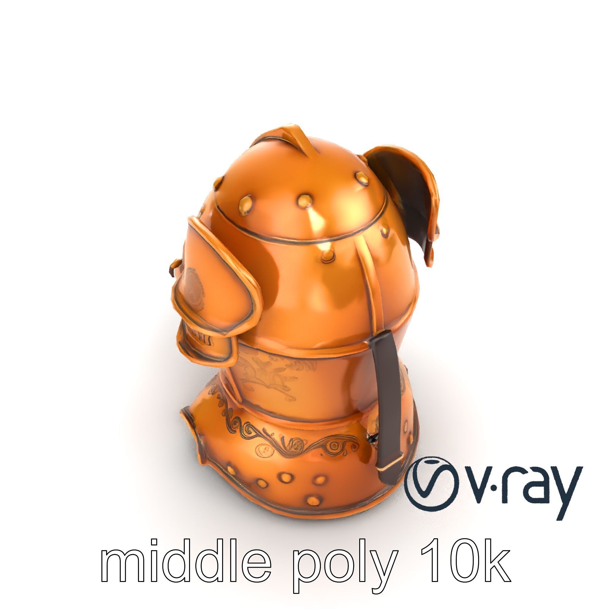 Royal Knight Armor Gold Engravings model pack Low-poly 3D model_31