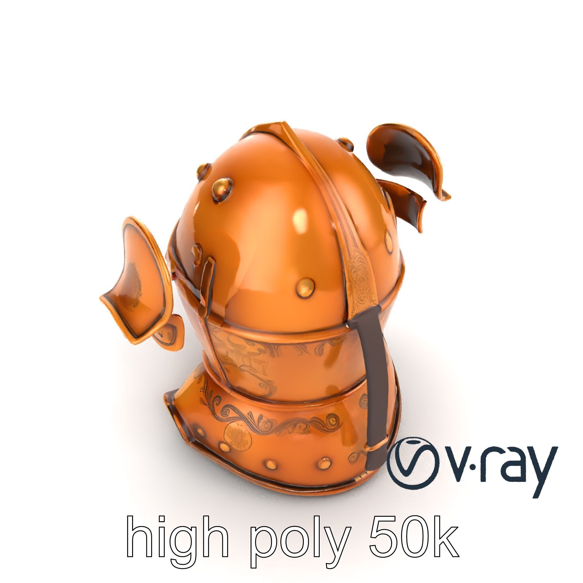 Royal Knight Armor Gold Engravings model pack Low-poly 3D model_24