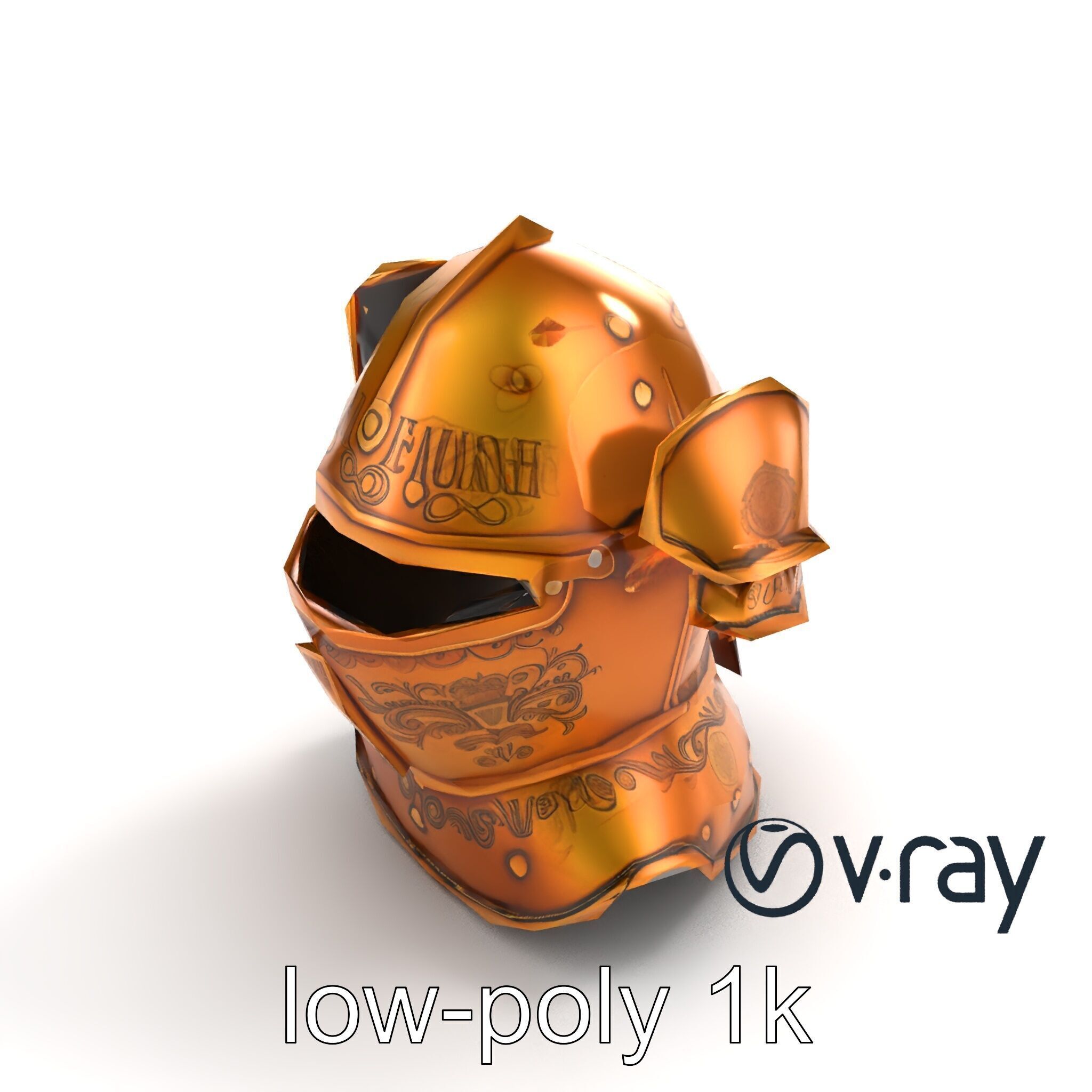 Royal Knight Armor Gold Engravings model pack Low-poly 3D model_7