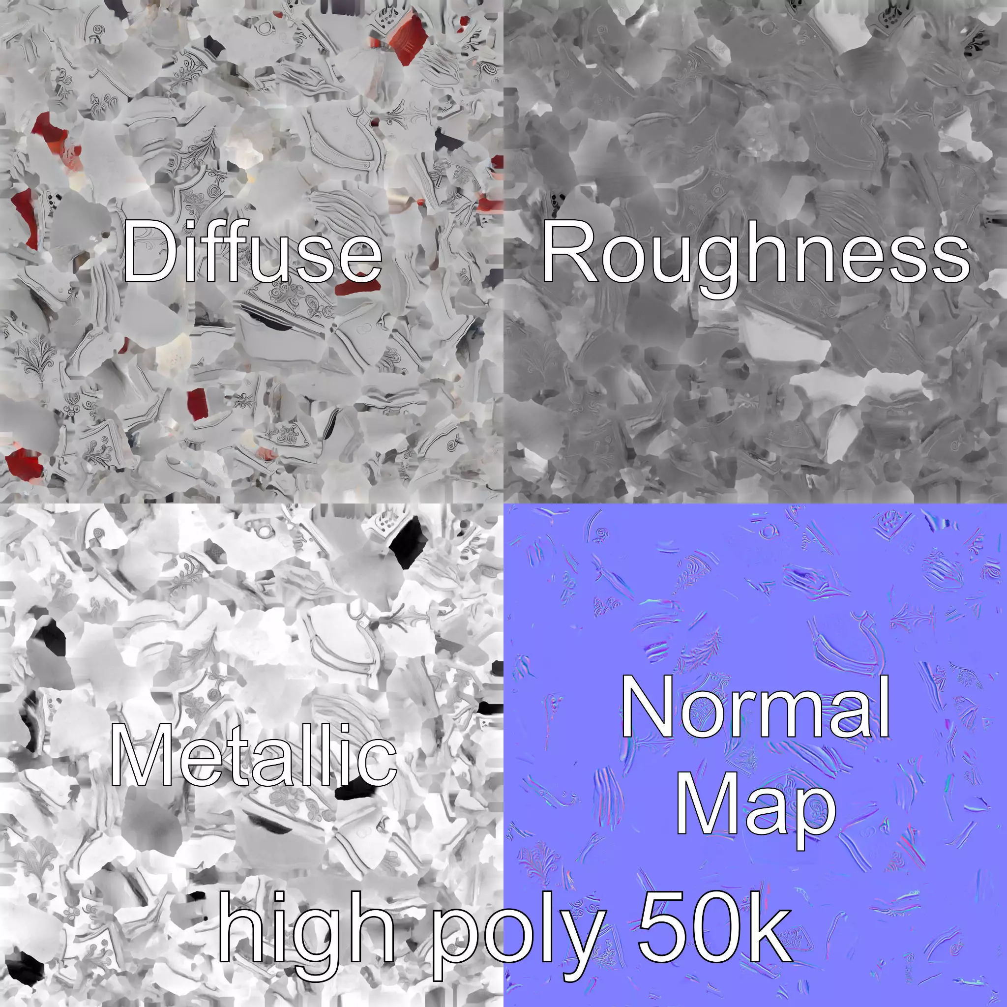 Elven Knight Mithril Armor Set model pack Low-poly 3D model_0