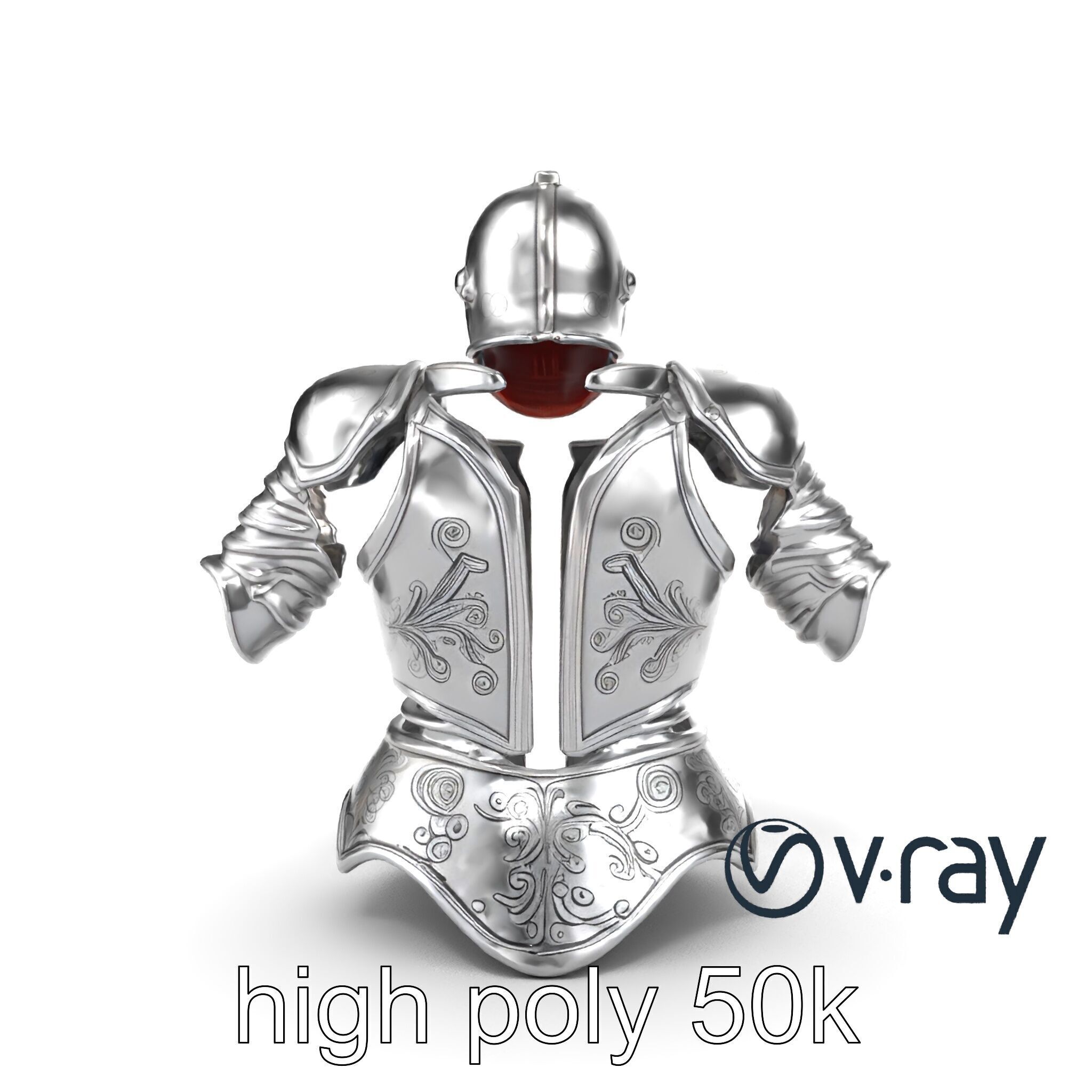 Elven Knight Mithril Armor Set model pack Low-poly 3D model_29