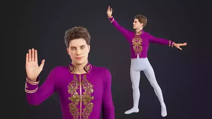 Male ballet dancer Low-poly 3D model