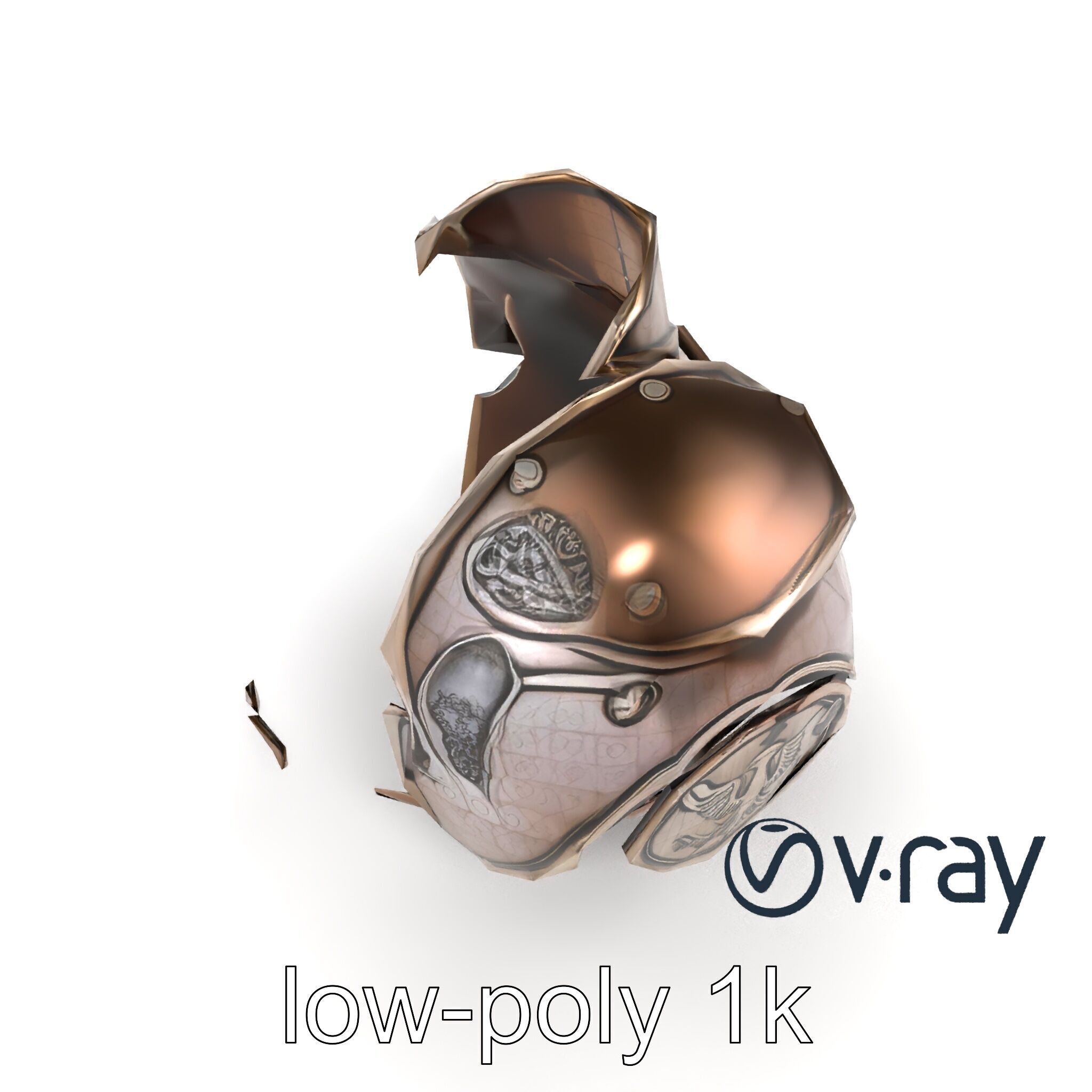 Imperial Knight Armor Heavy Plated Heraldic model pack Low-poly 3D model_10