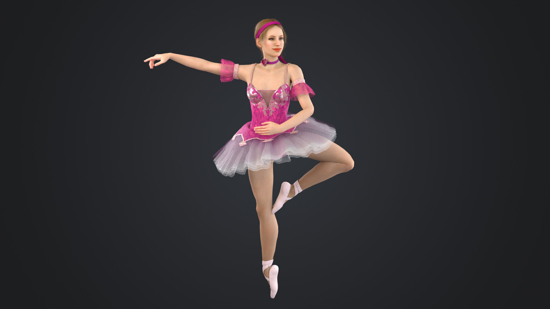Ballerina Low-poly 3D model_3