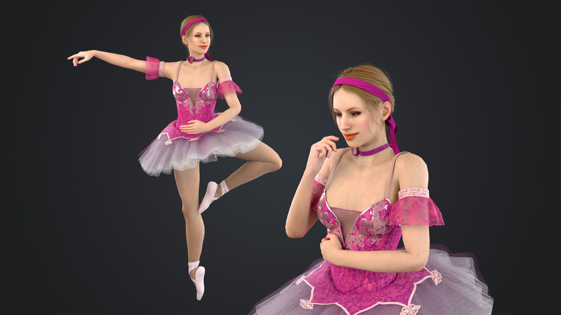 Ballerina Low-poly 3D model_1