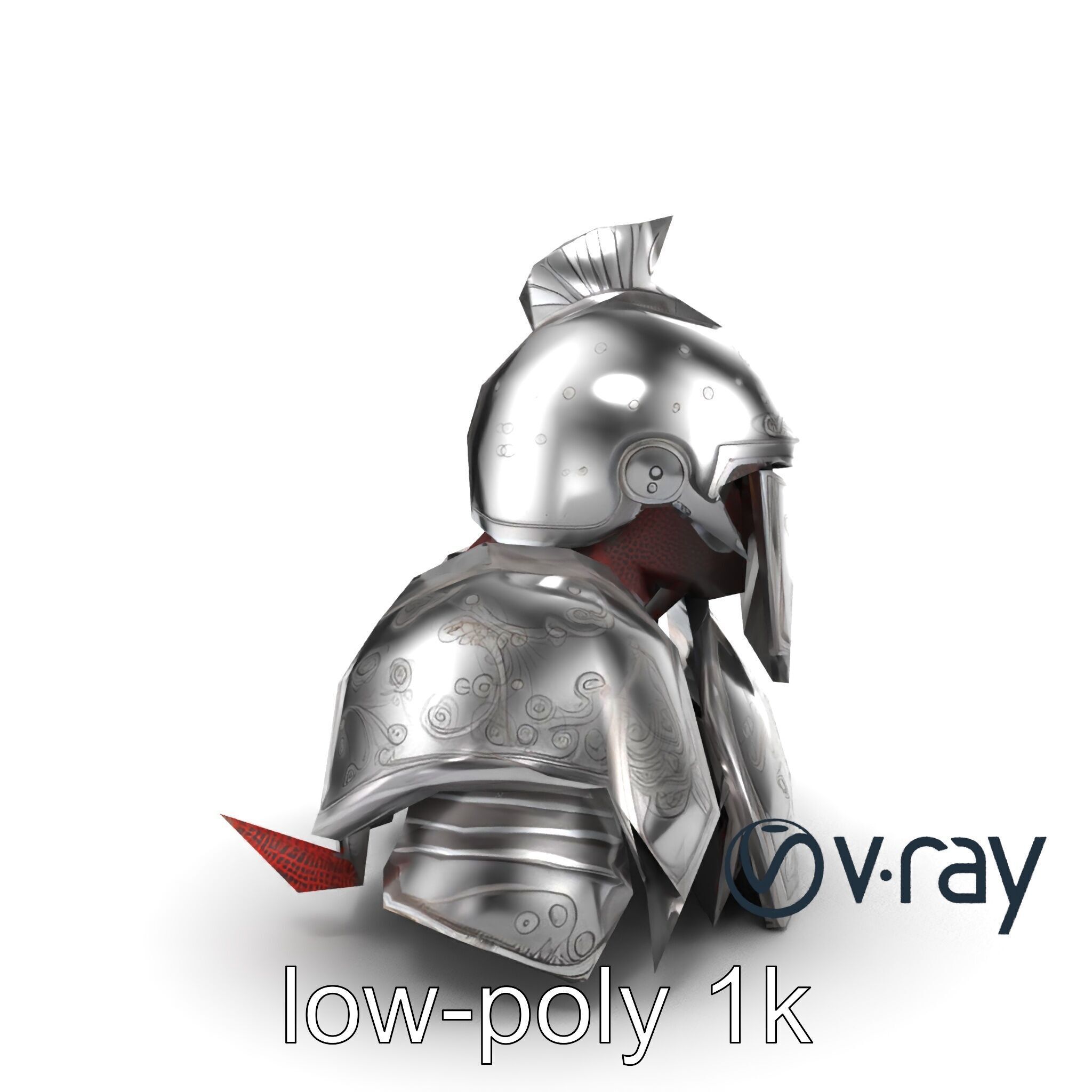 Medieval Knight Armor Polished Steel model pack Low-poly 3D model_13