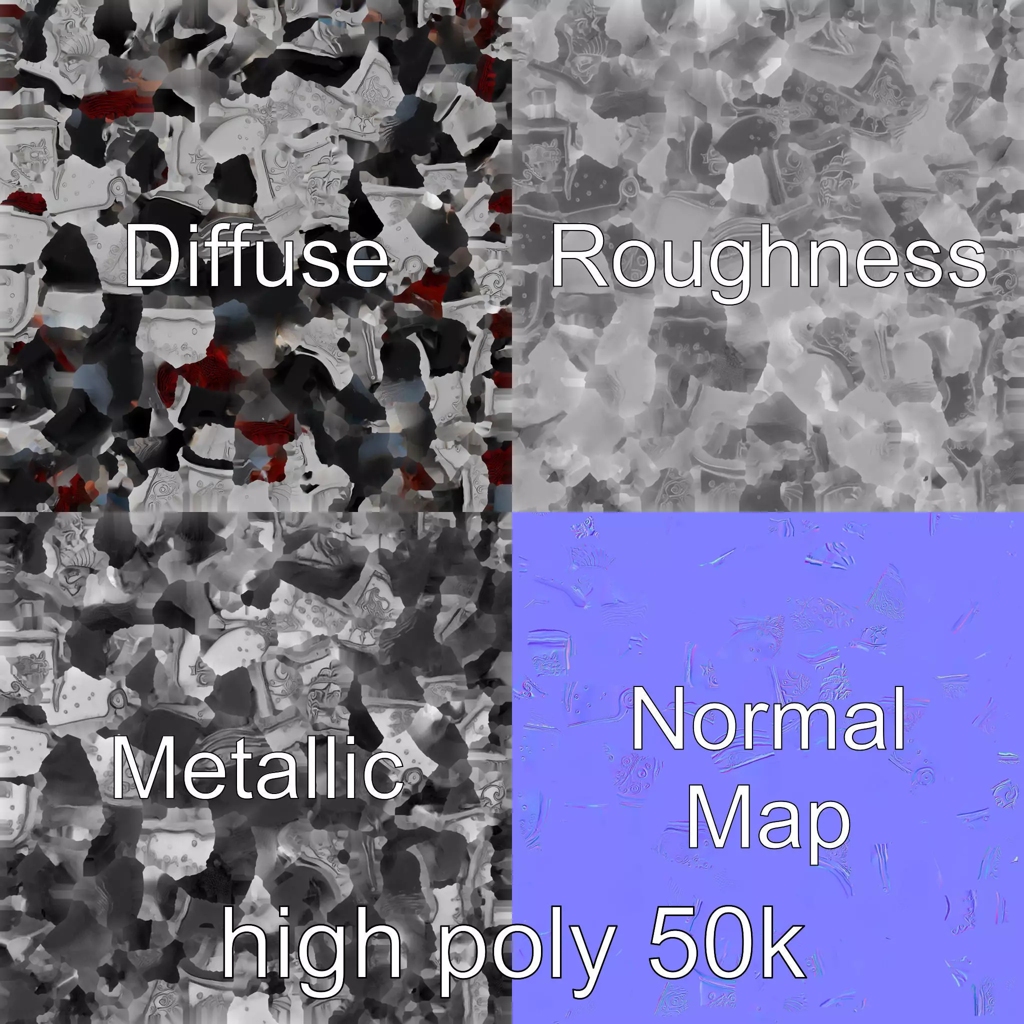 Medieval Knight Armor Polished Steel model pack Low-poly 3D model_0