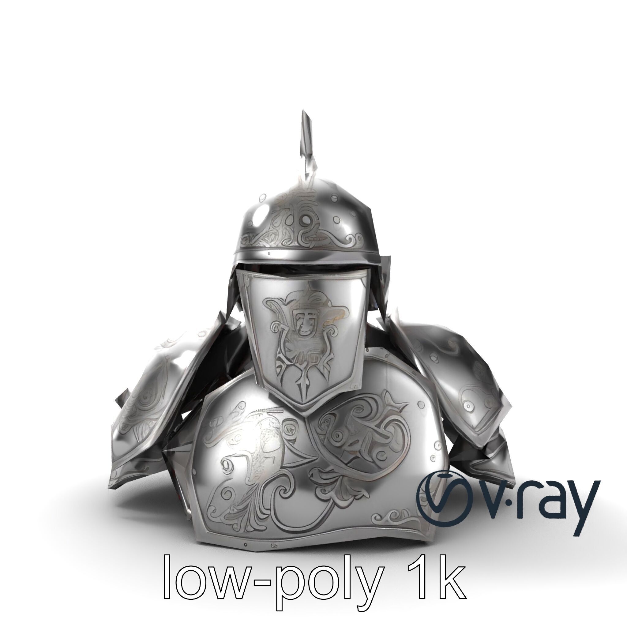Medieval Knight Armor Polished Steel model pack Low-poly 3D model_22