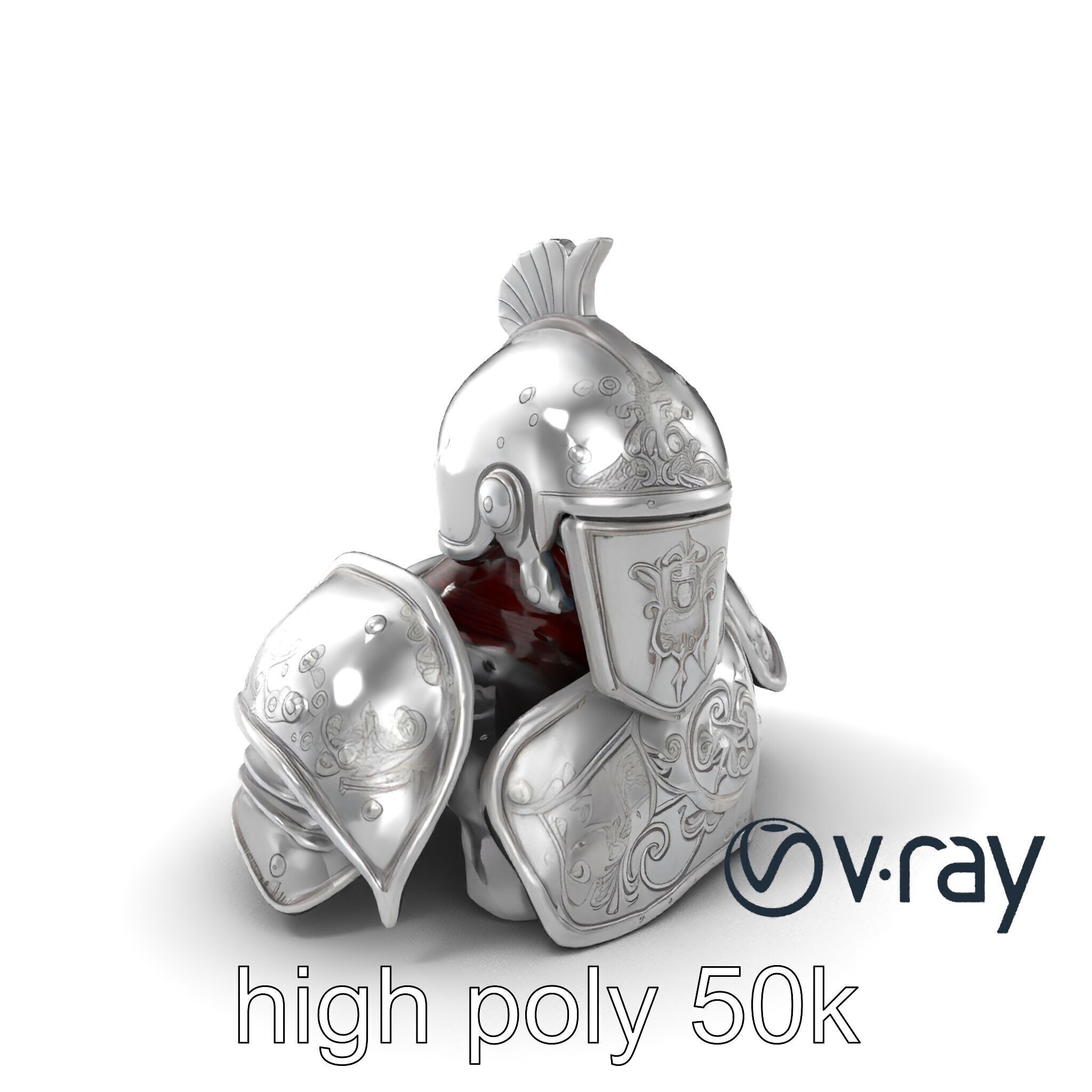Medieval Knight Armor Polished Steel model pack Low-poly 3D model_5