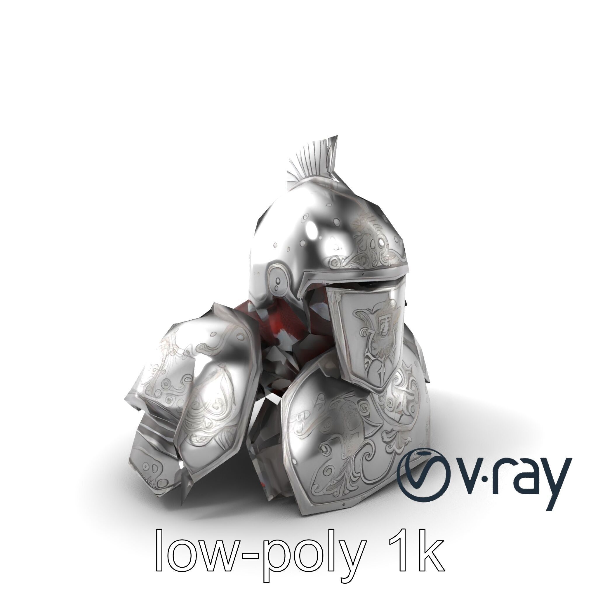 Medieval Knight Armor Polished Steel model pack Low-poly 3D model_2