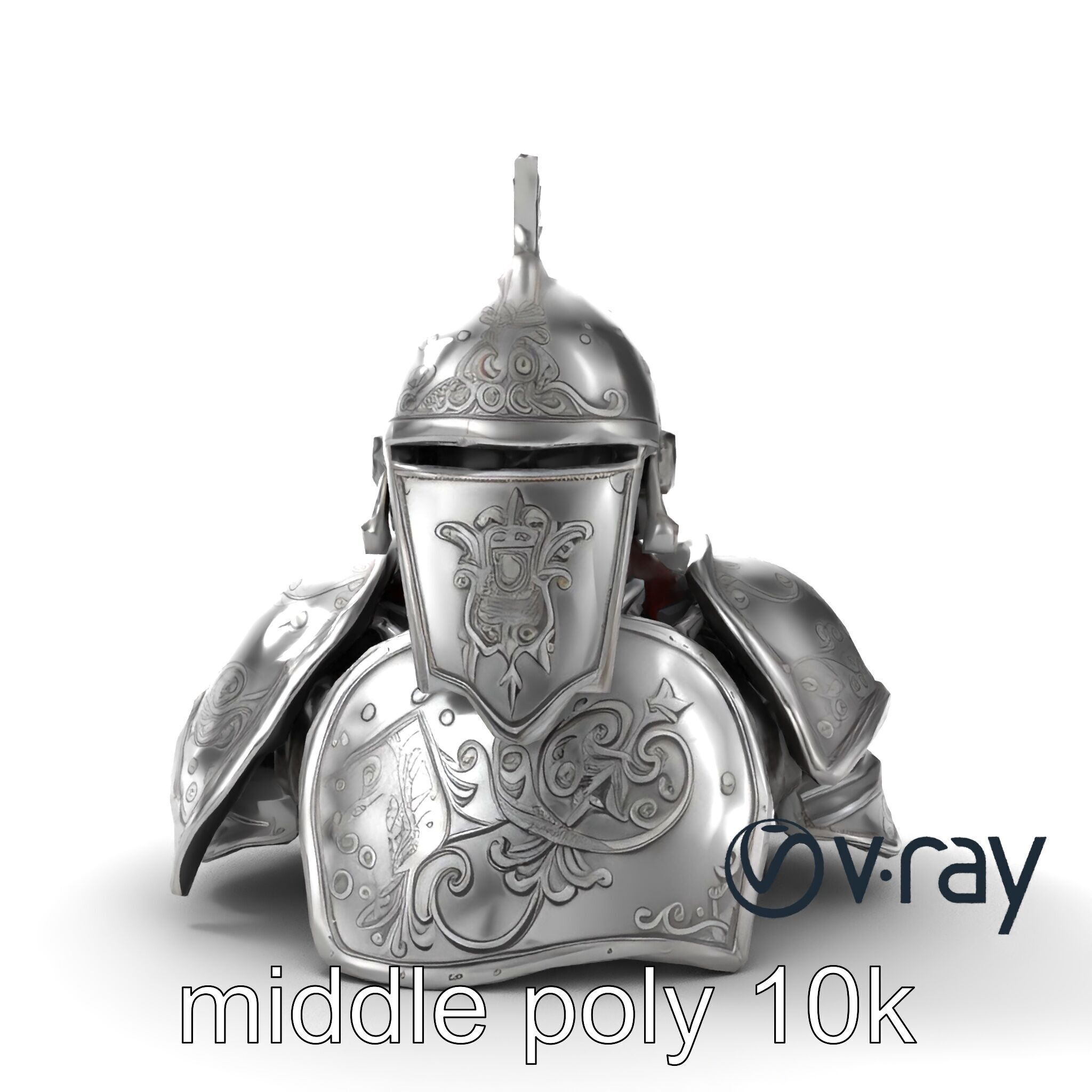 Medieval Knight Armor Polished Steel model pack Low-poly 3D model_25