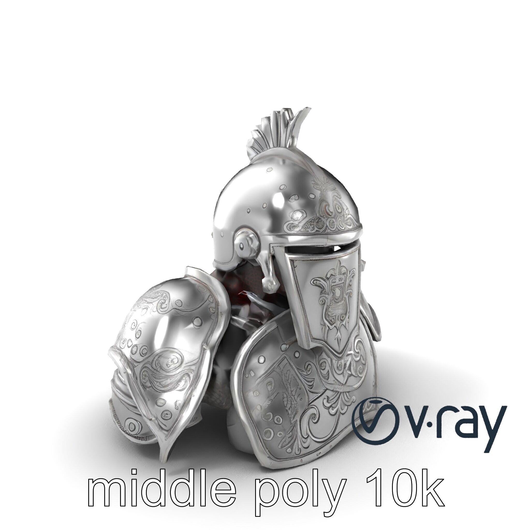 Medieval Knight Armor Polished Steel model pack Low-poly 3D model_3